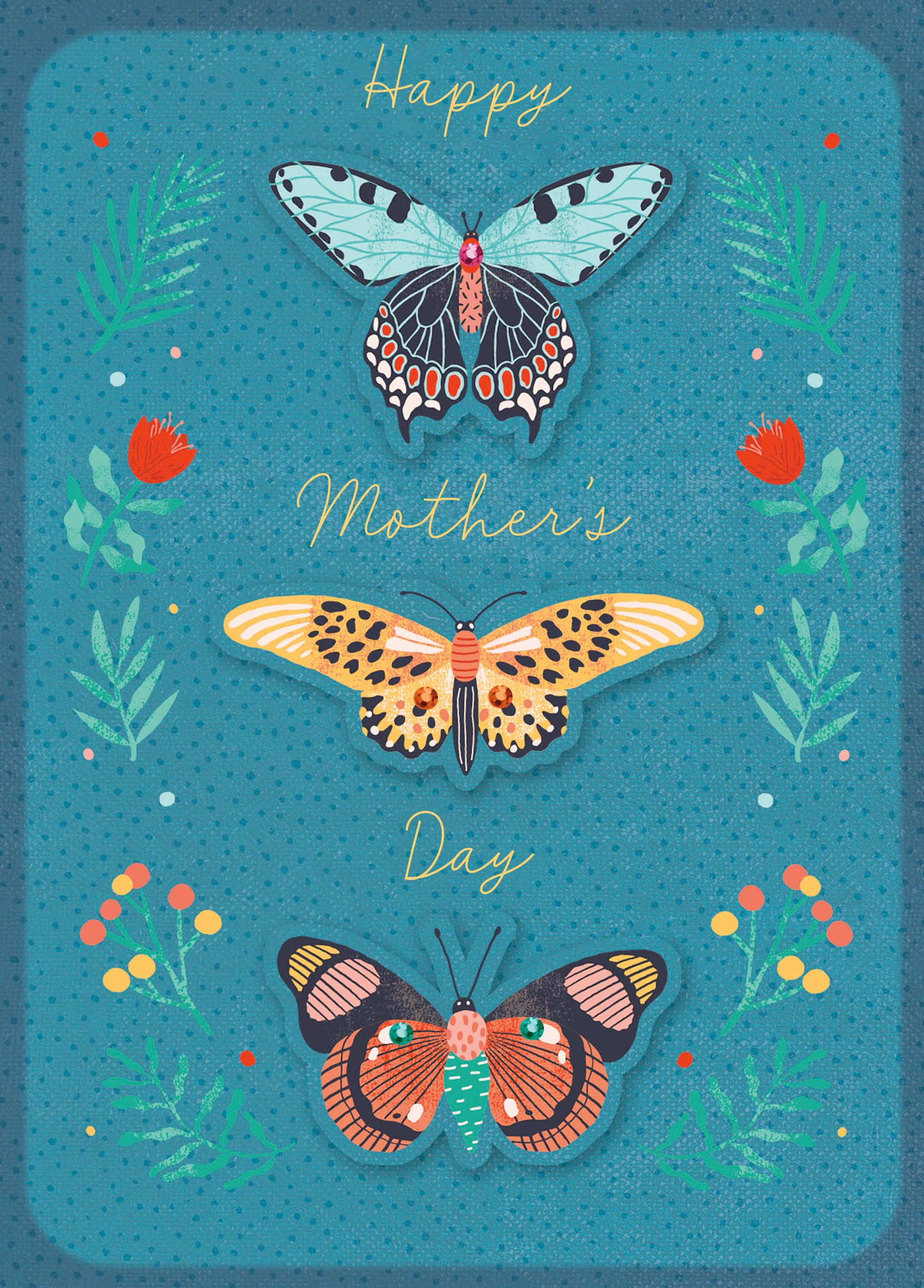 Personalised Editable Moths & Butterflies Mother's Day Card