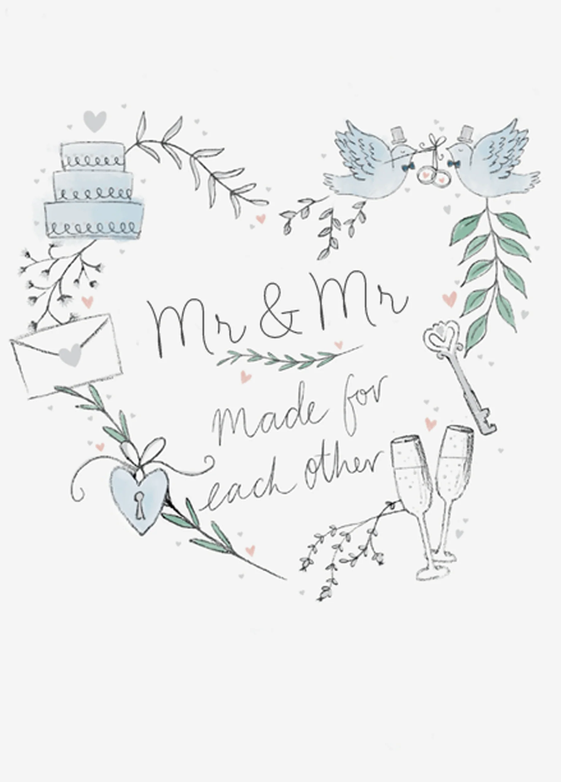 Personalised Editable Mr & Mr Heart Wedding Congratulations Card