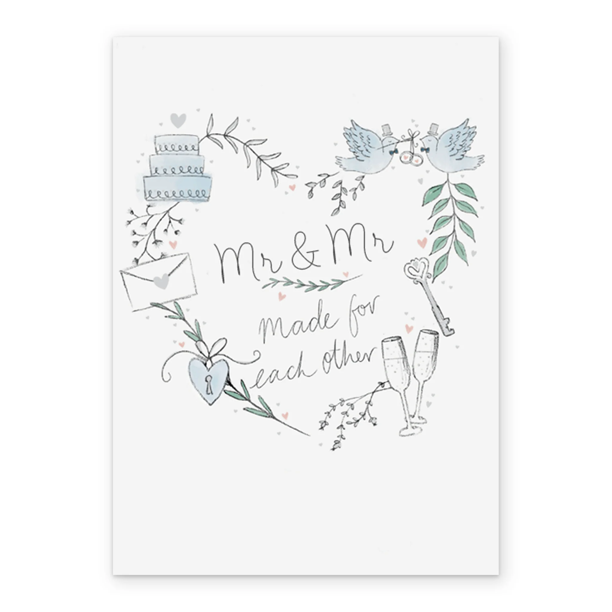 Personalised Editable Mr & Mr Heart Wedding Congratulations Card - Image 2