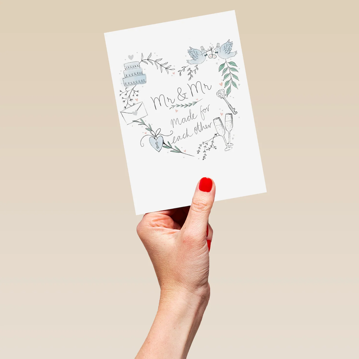 Personalised Editable Mr & Mr Heart Wedding Congratulations Card - Image 5