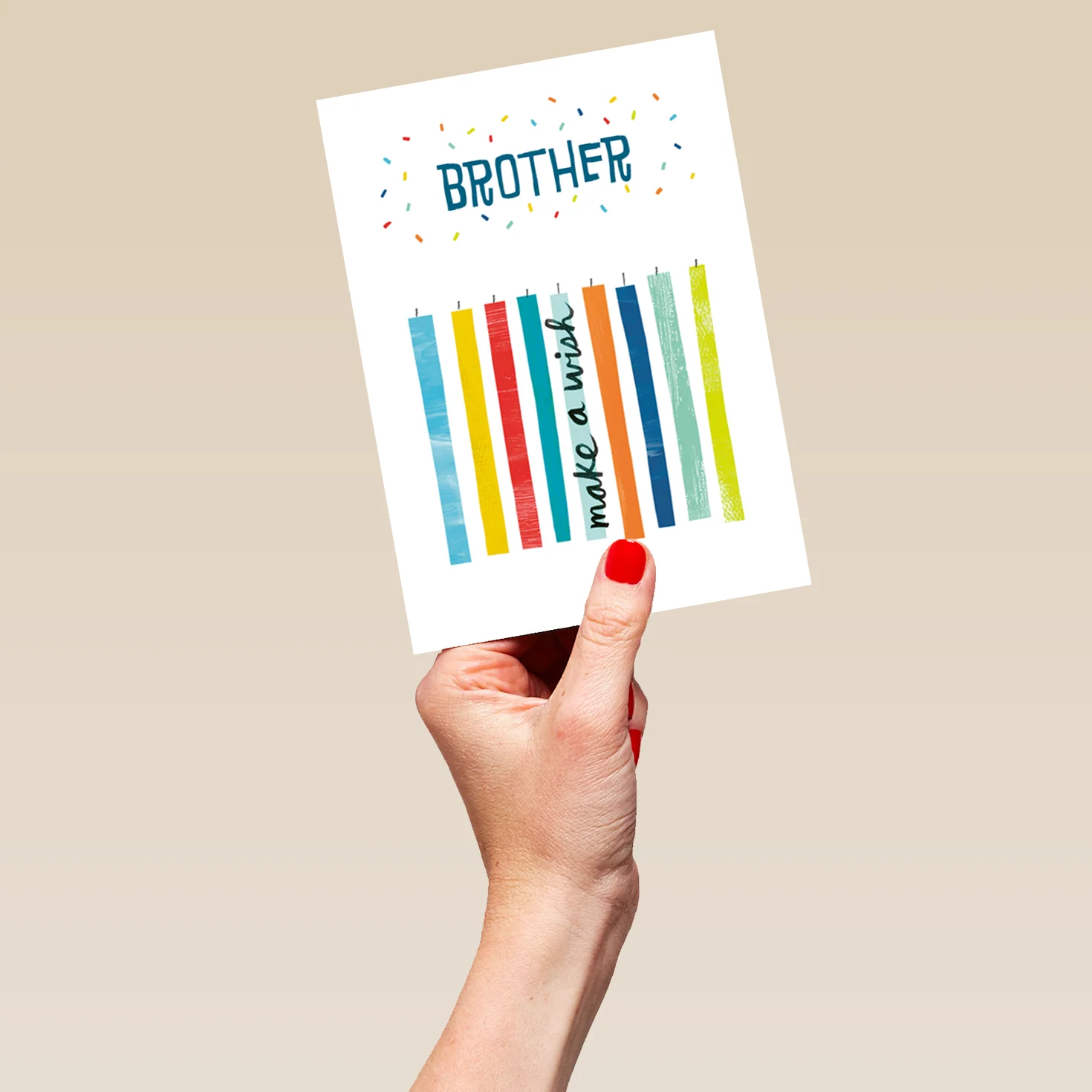 Personalised Editable Multi-Coloured Candles Birthday Card For Brother - Image 5
