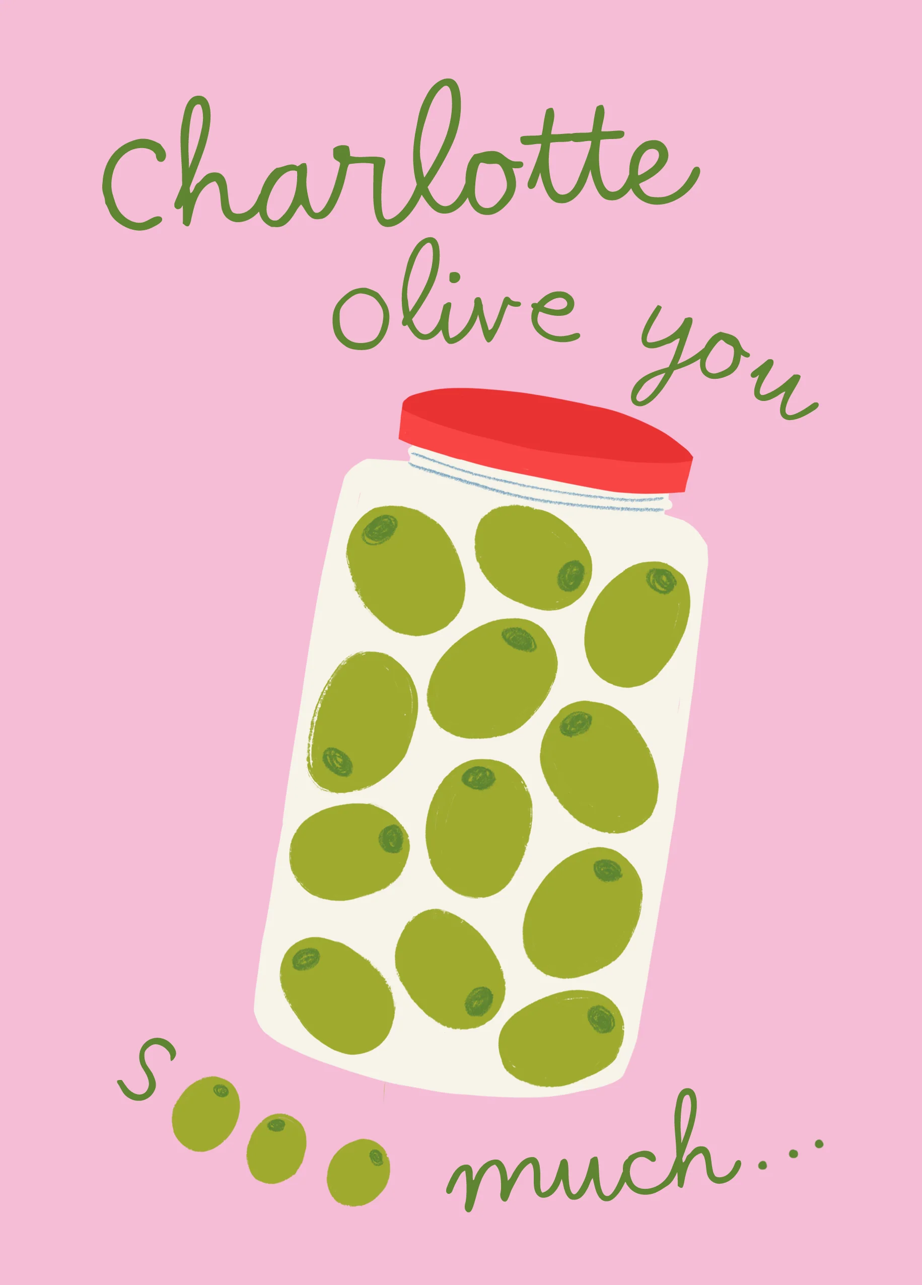 Personalised Editable 'Olive You So Much' Anniversary Card