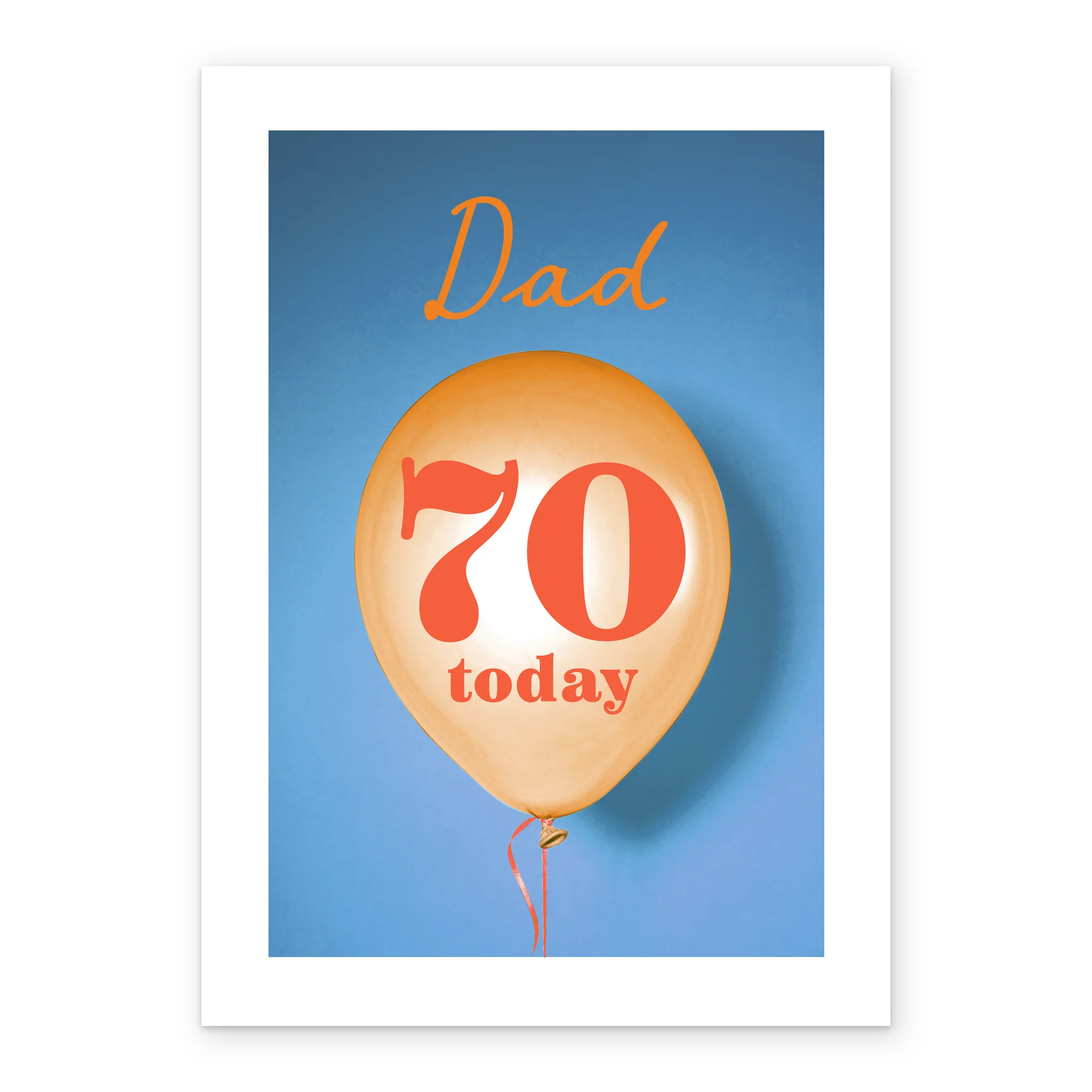 Personalised & Editable Orange Balloon 70th Birthday Card - Image 2