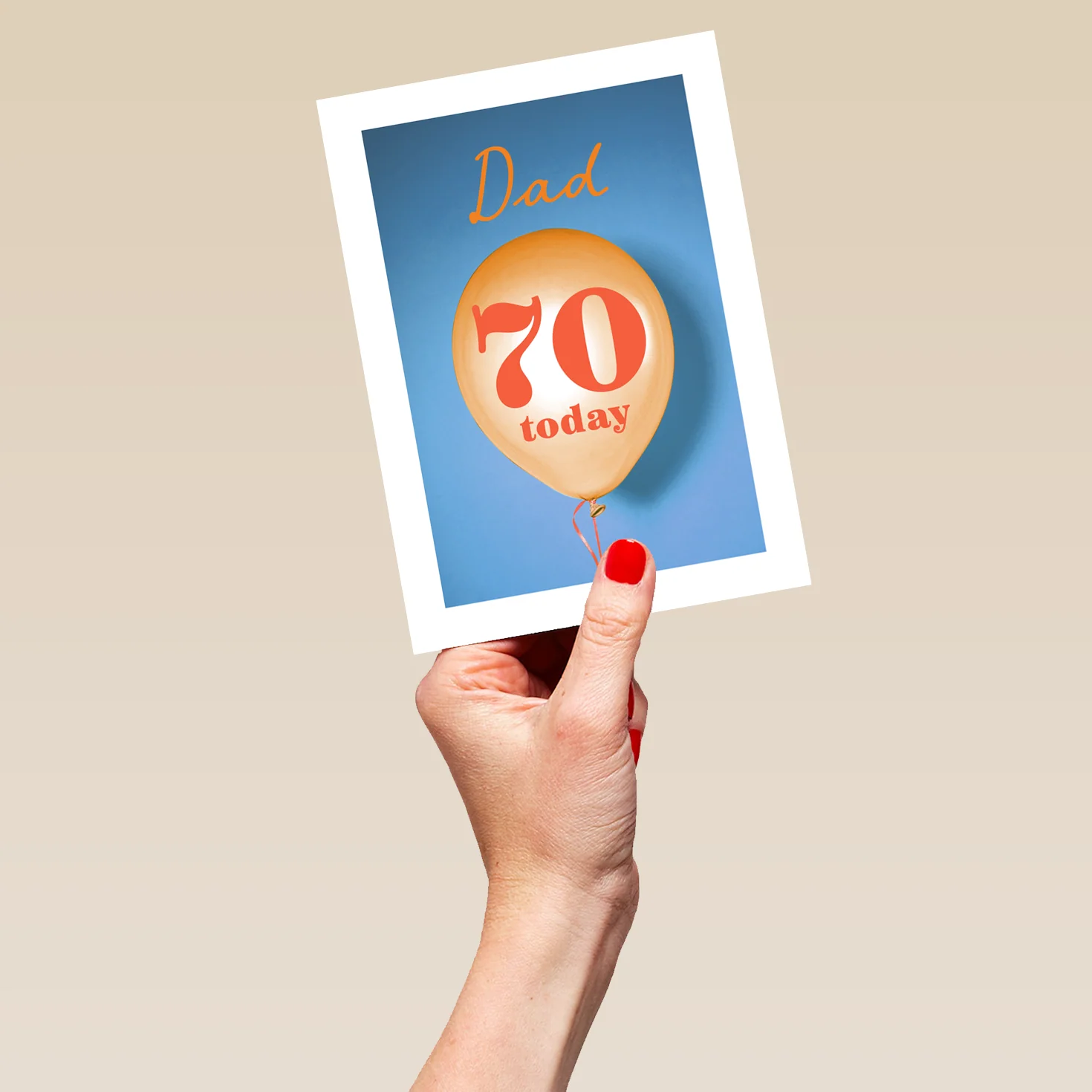 Personalised & Editable Orange Balloon 70th Birthday Card - Image 5