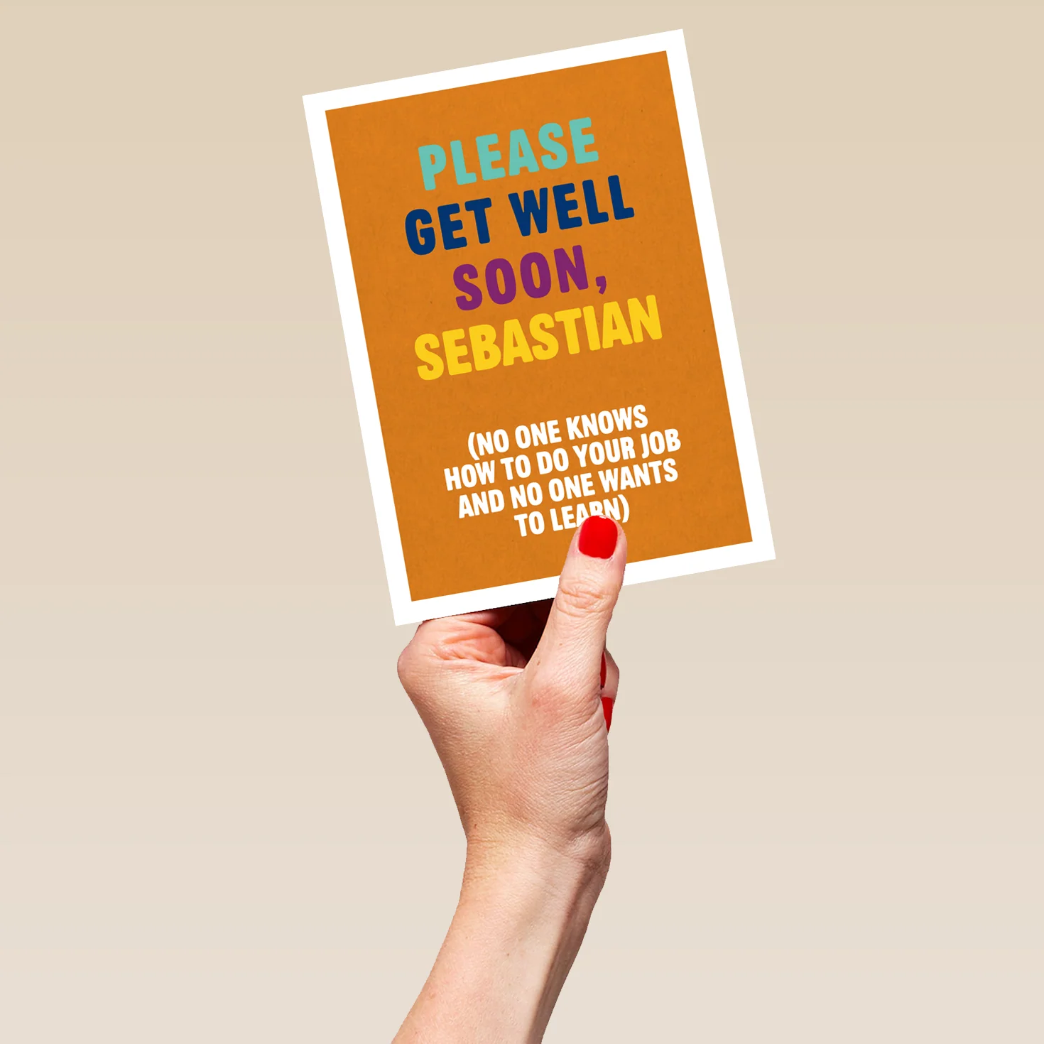 Personalised & Editable Orange Funny Get Well Soon Card - Image 5