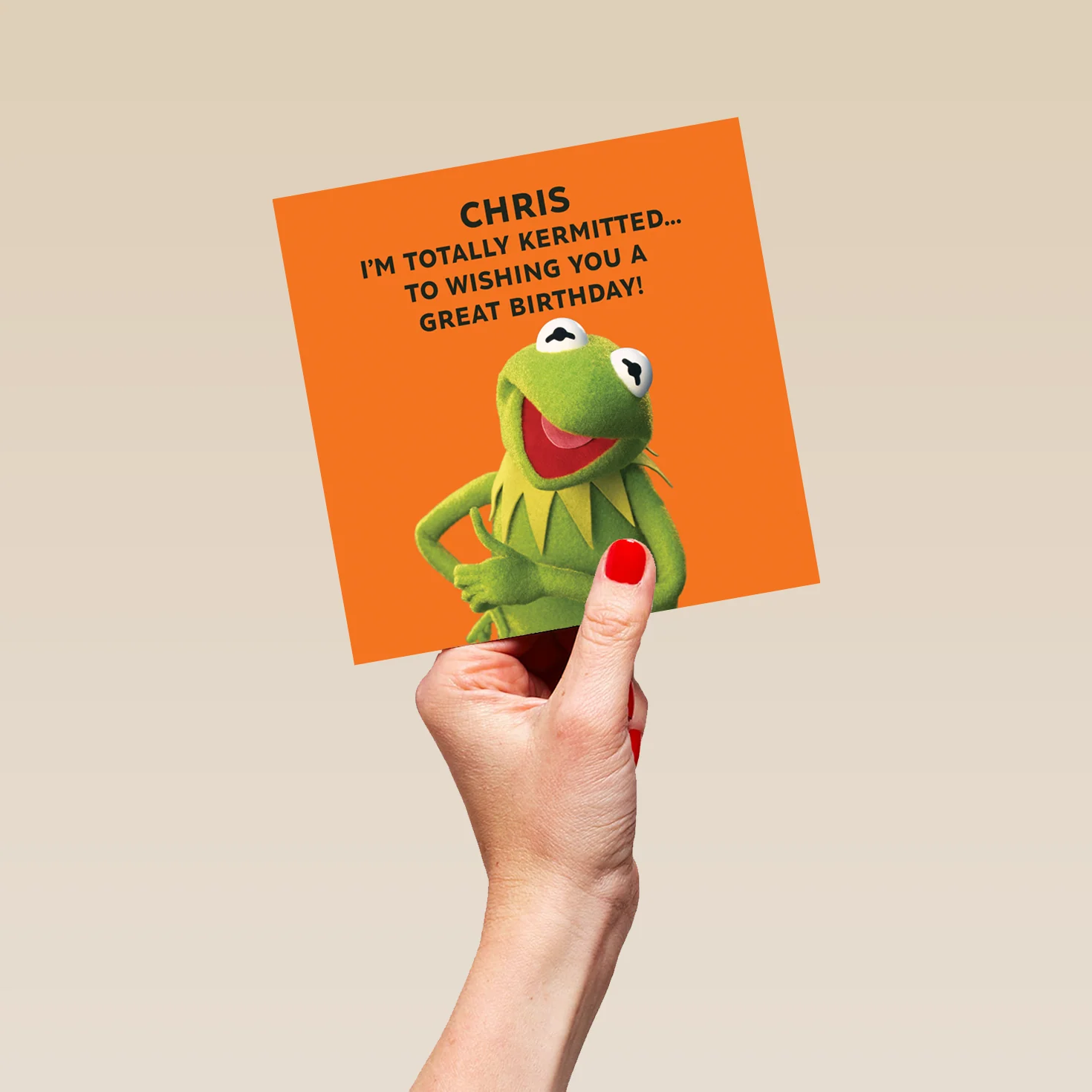 Personalised Editable Orange Kermit the Frog Birthday Card - Image 5