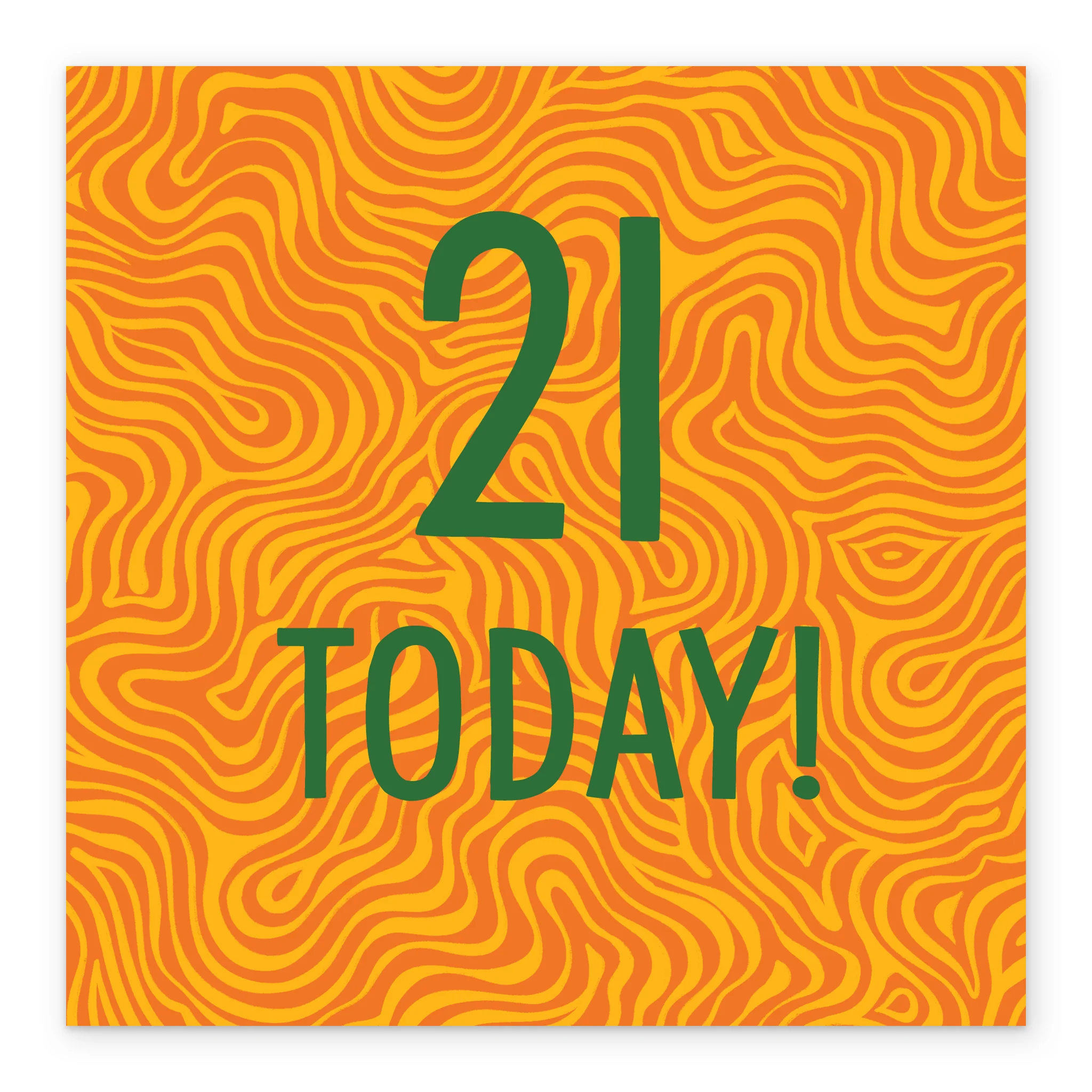 Personalised & Editable Orange Squiggles 21st Birthday Card - Image 2