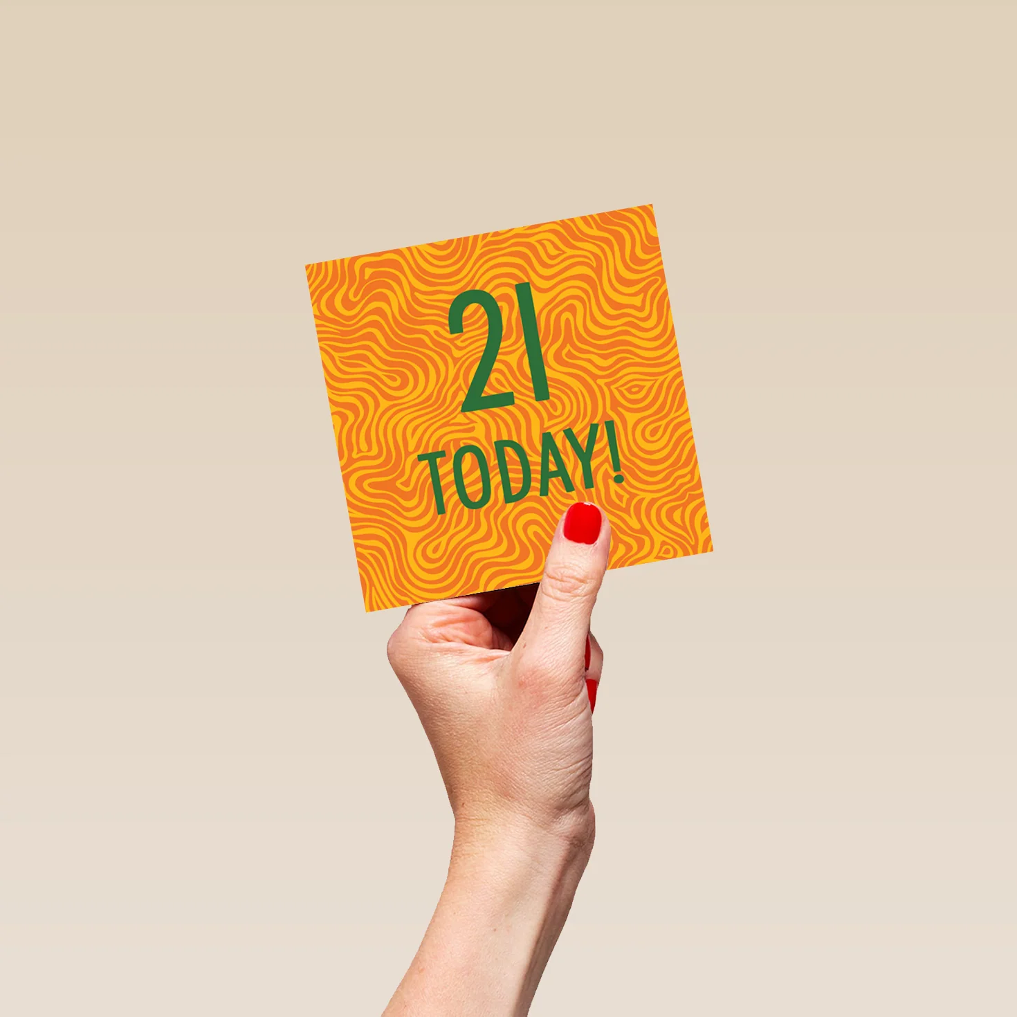 Personalised & Editable Orange Squiggles 21st Birthday Card - Image 4