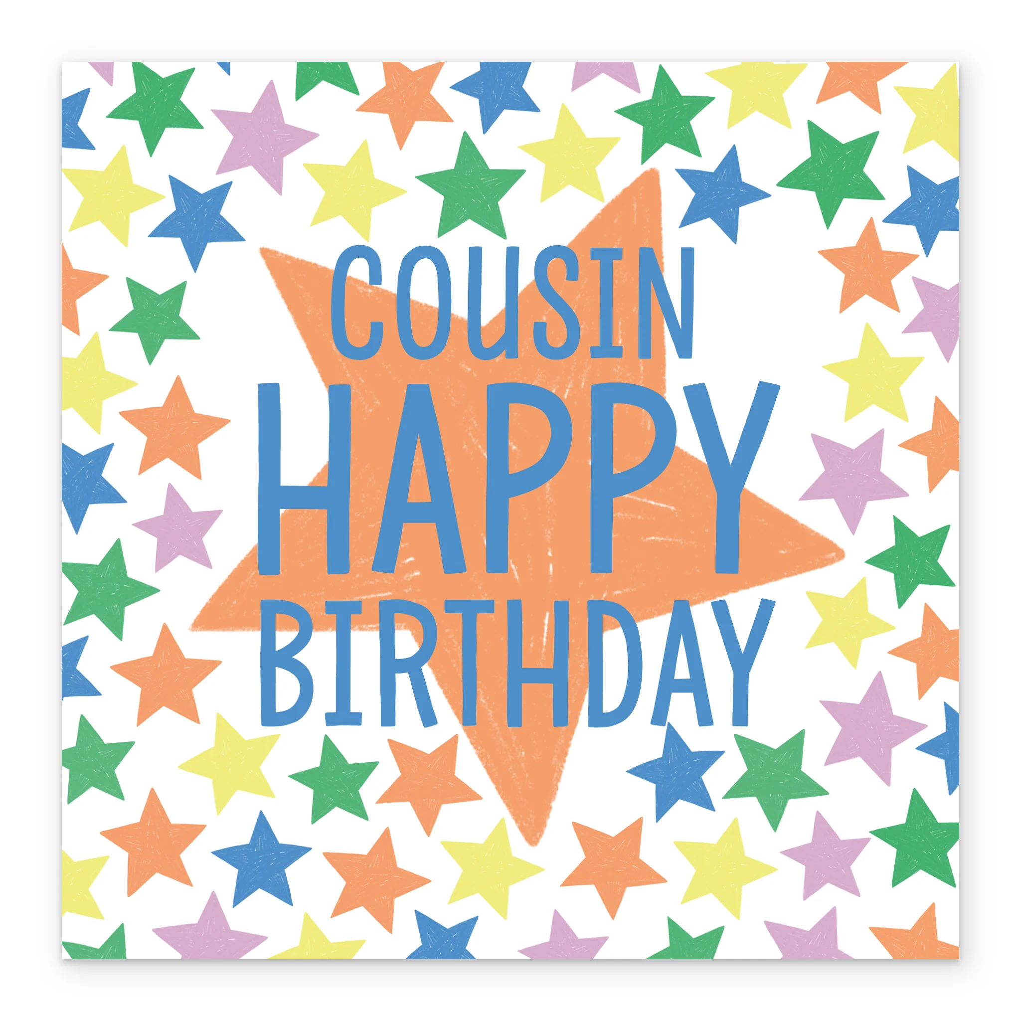 Personalised & Editable Orange Star Birthday Card for Cousin - Image 2