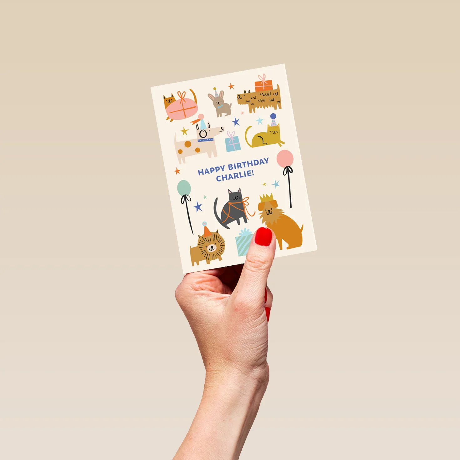 Personalised Editable Party Cats & Dogs Birthday Card - Image 4