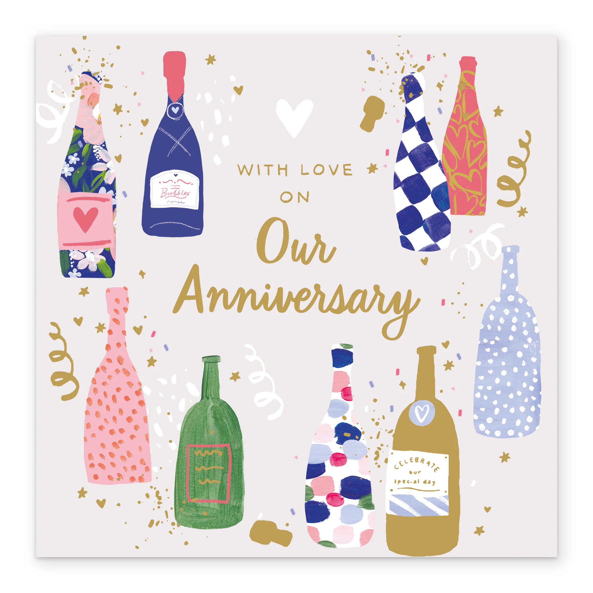 Personalised Editable Patterned Bottles Anniversary Card - Image 2