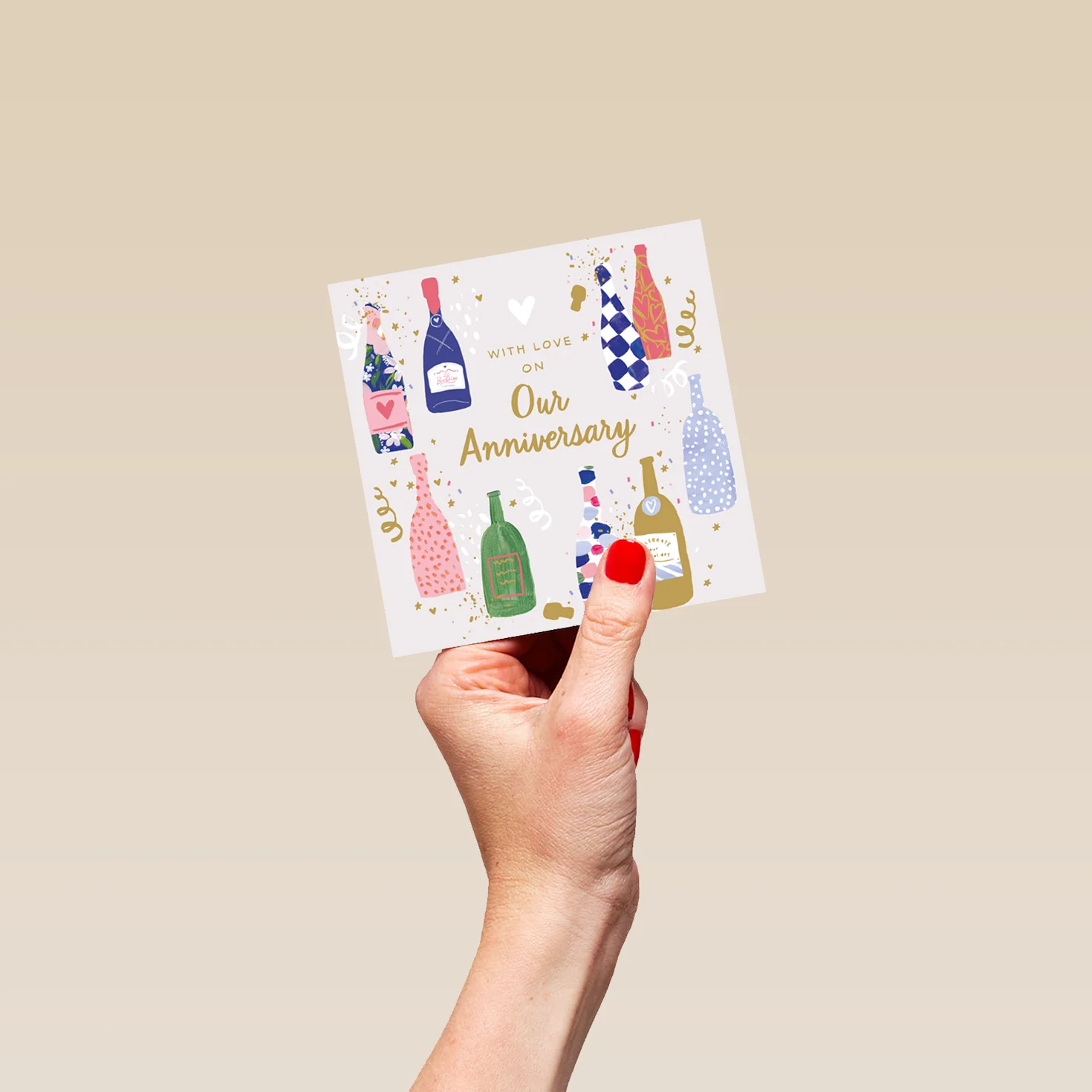 Personalised Editable Patterned Bottles Anniversary Card - Image 4