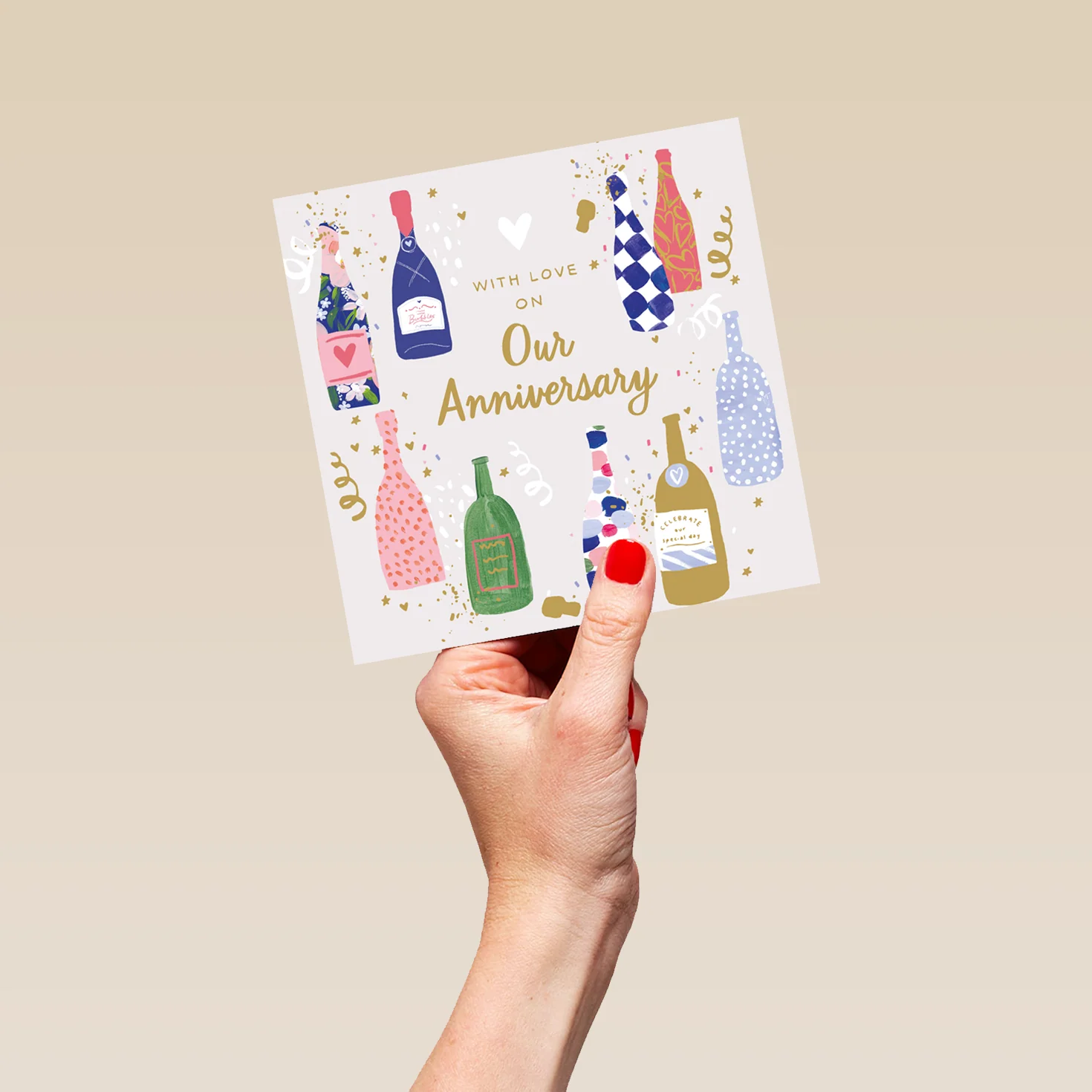 Personalised Editable Patterned Bottles Anniversary Card - Image 5