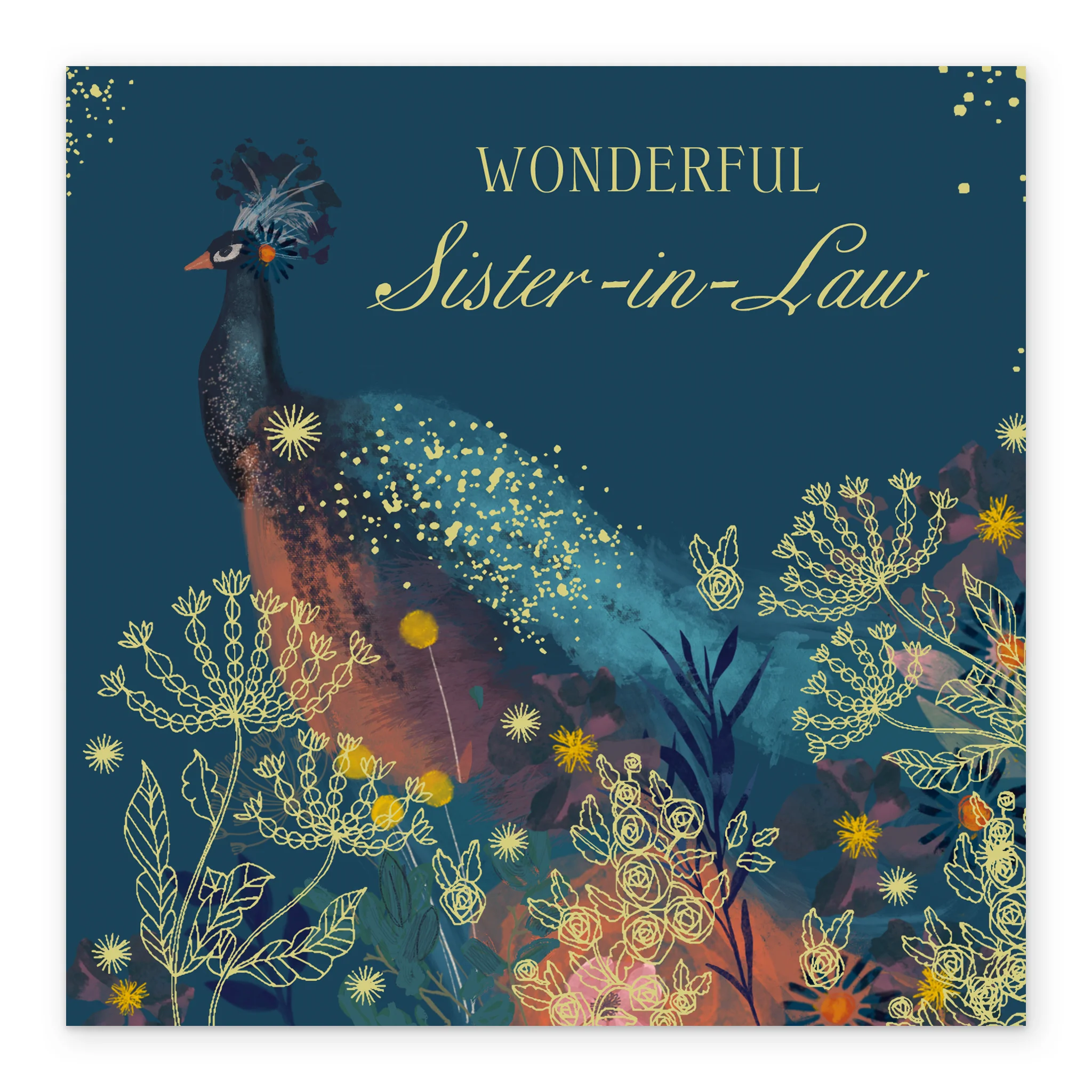 Personalised & Editable Peacock Sister in Law Greeting Card - Image 2