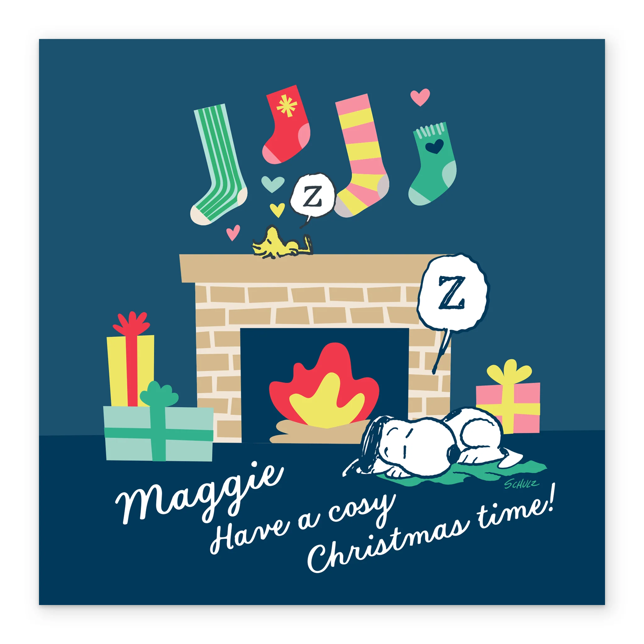 Personalised Editable PEANUTS™ Sleeping SNOOPY Christmas Card - Image 2