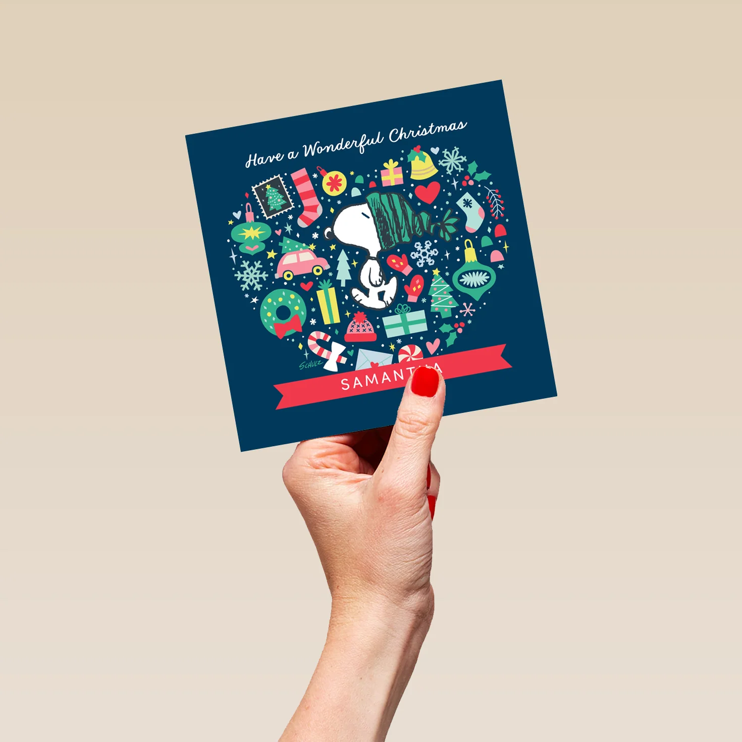 Personalised Editable PEANUTS™ SNOOPY & Festive Icons Christmas Card - Image 5