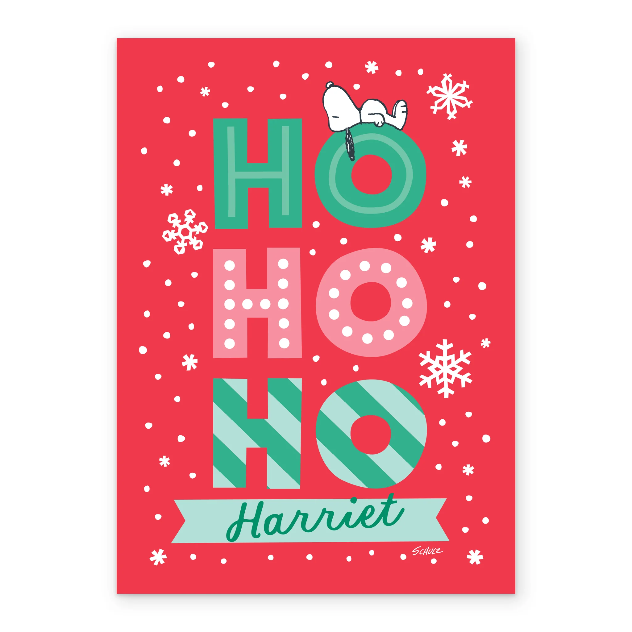 Personalised Editable PEANUTS™ SNOOPY 'Ho Ho Ho' Christmas Card - Image 2