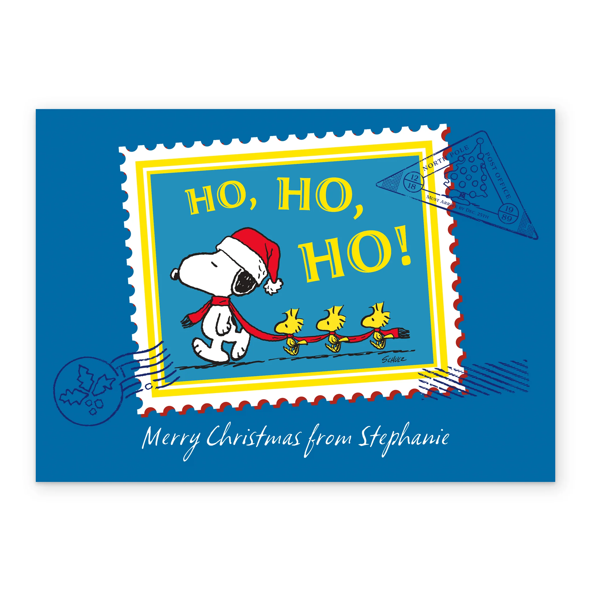 Personalised Editable PEANUTS™ SNOOPY Postage Stamp Christmas Card - Image 2