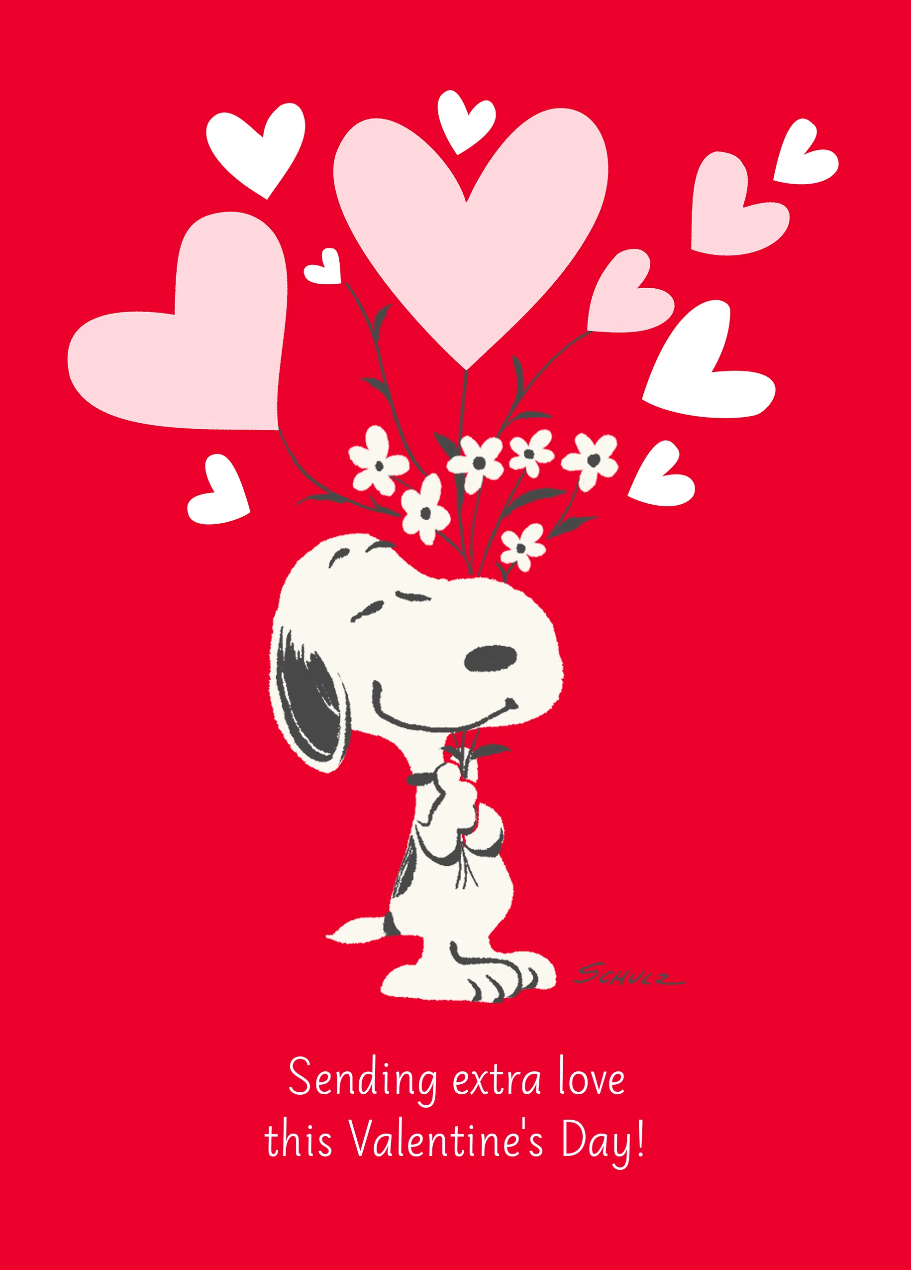 Personalised Editable PEANUTS™ SNOOPY with Hearts Valentine's Day Card