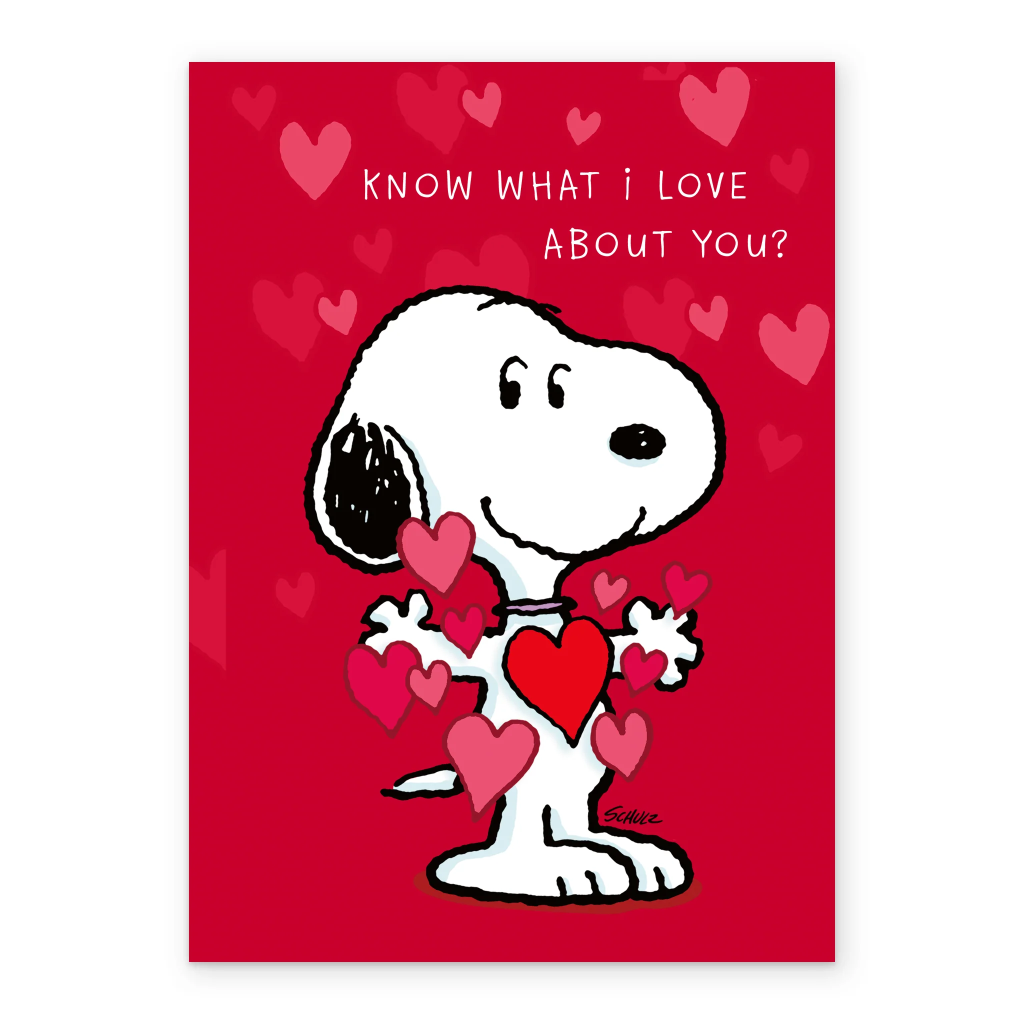 Personalised Editable PEANUTS™ SNOOPY with Red Hearts Valentine's Day Card - Image 2