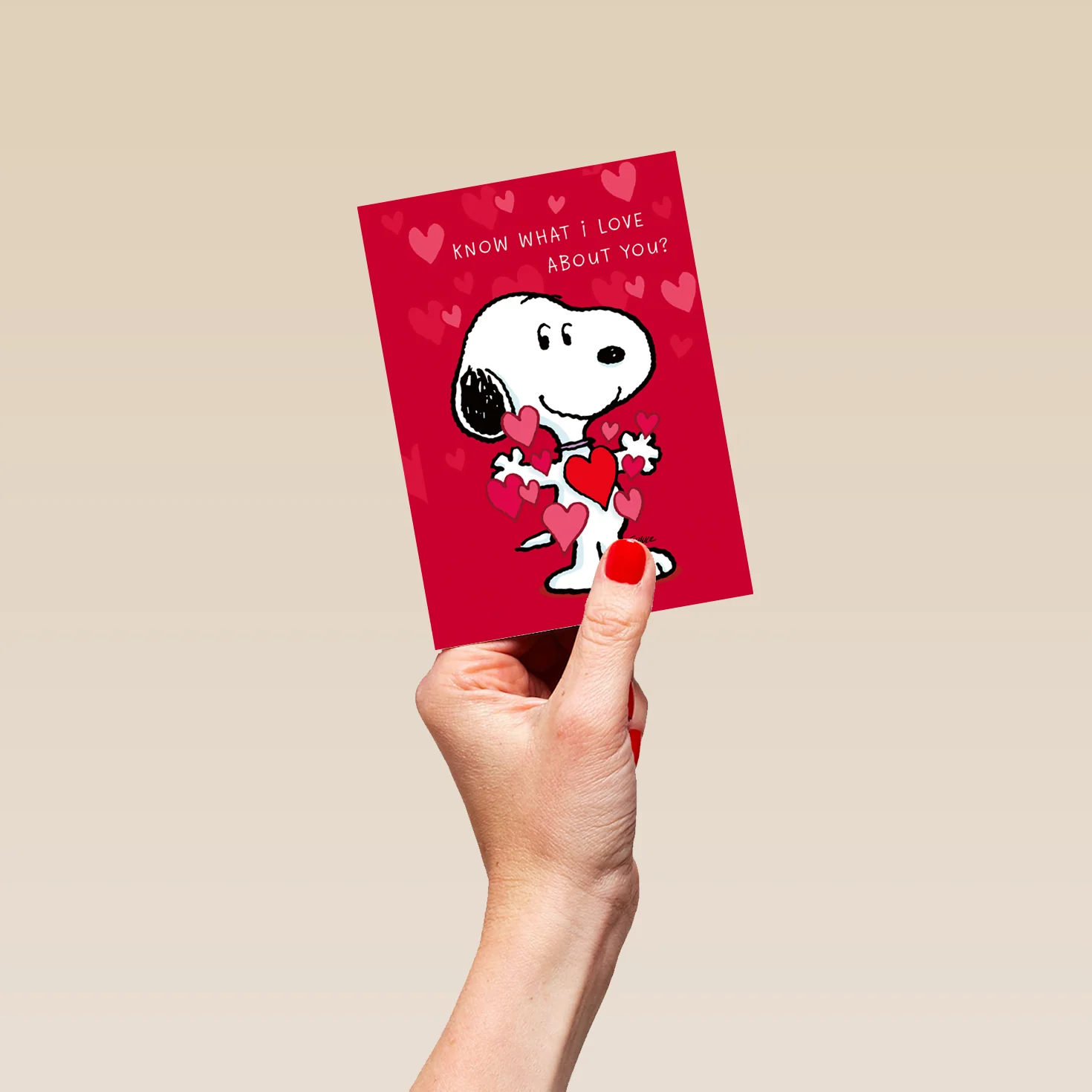 Personalised Editable PEANUTS™ SNOOPY with Red Hearts Valentine's Day Card - Image 4