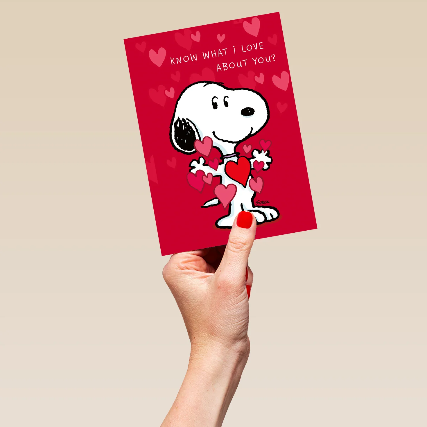 Personalised Editable PEANUTS™ SNOOPY with Red Hearts Valentine's Day Card - Image 5