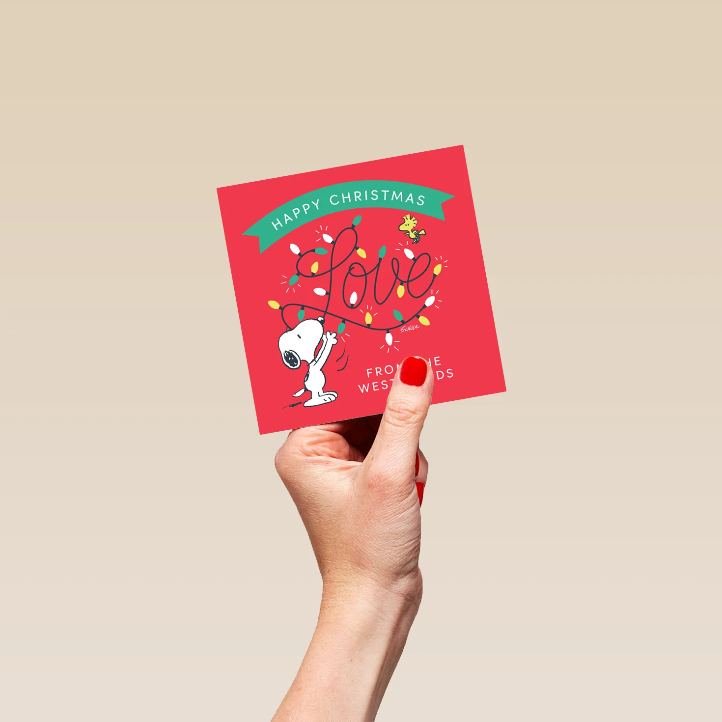 Personalised Editable PEANUTS™ SNOOPY & WOODSTOCK 'Love' Christmas Card - Image 4