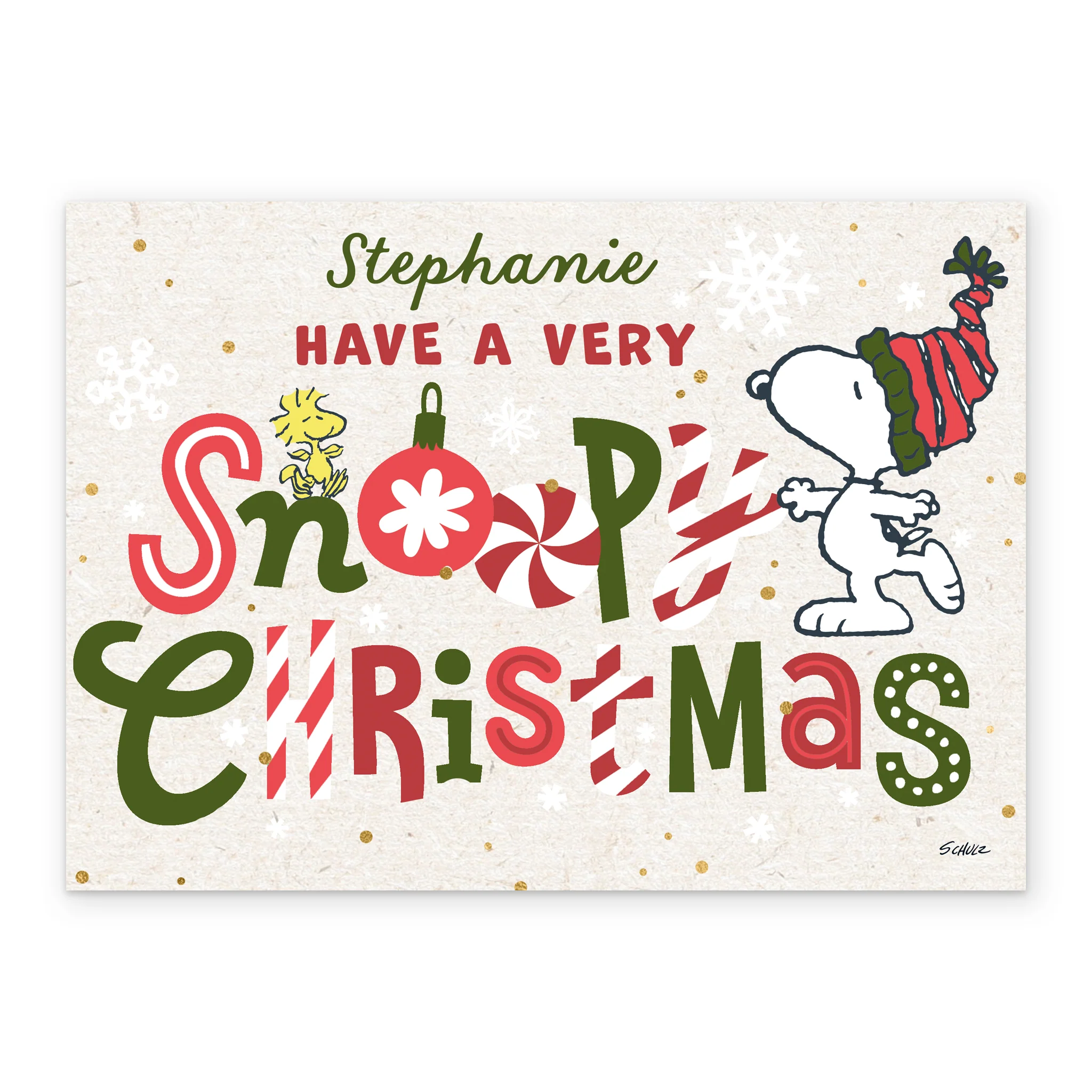 Personalised Editable PEANUTS™ SNOOPY Word Art Christmas Card - Image 2
