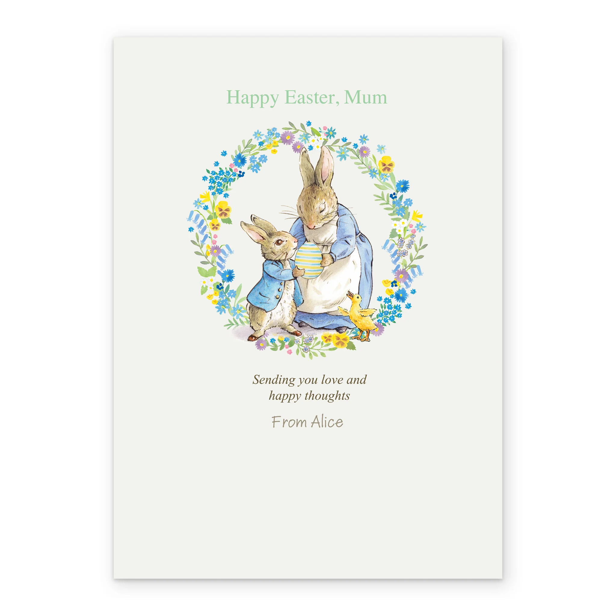 Personalised & Editable Peter Rabbit™ Floral Wreath Easter Card - Image 2