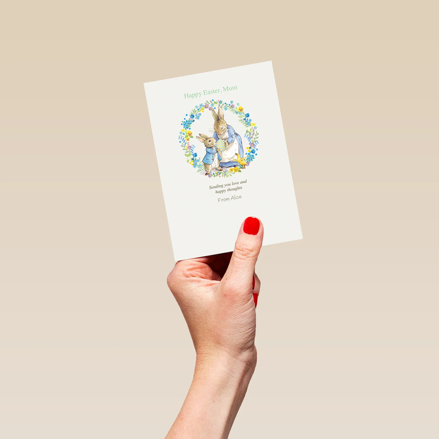 Personalised & Editable Peter Rabbit™ Floral Wreath Easter Card - Image 4