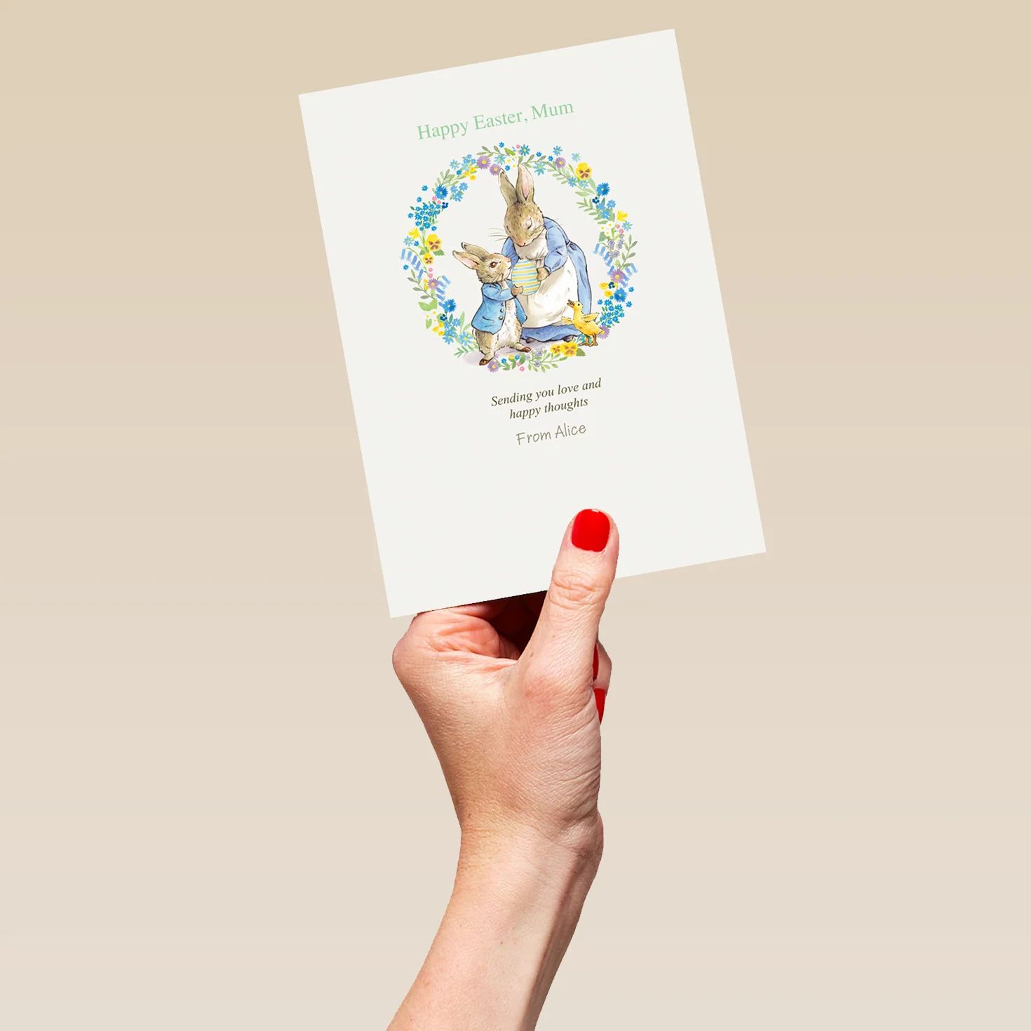 Personalised & Editable Peter Rabbit™ Floral Wreath Easter Card - Image 5