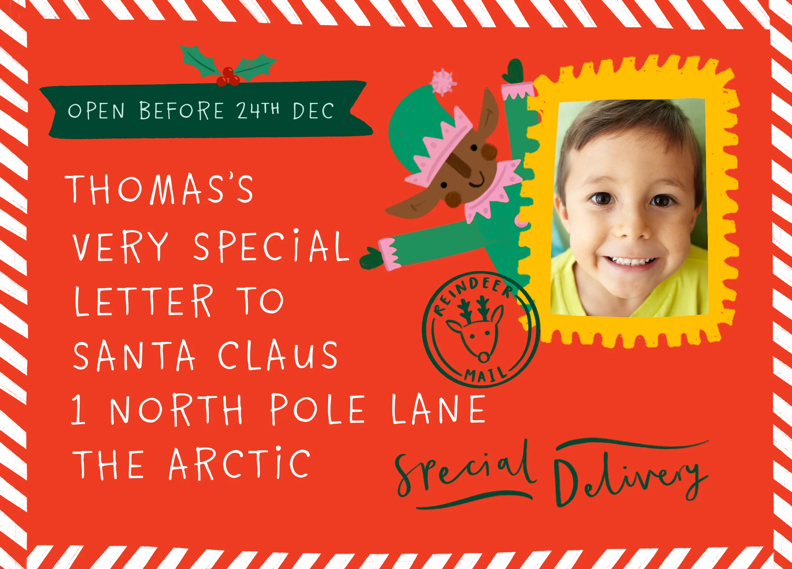 Personalised Editable & Photo Upload Postcard Christmas Card from Kids