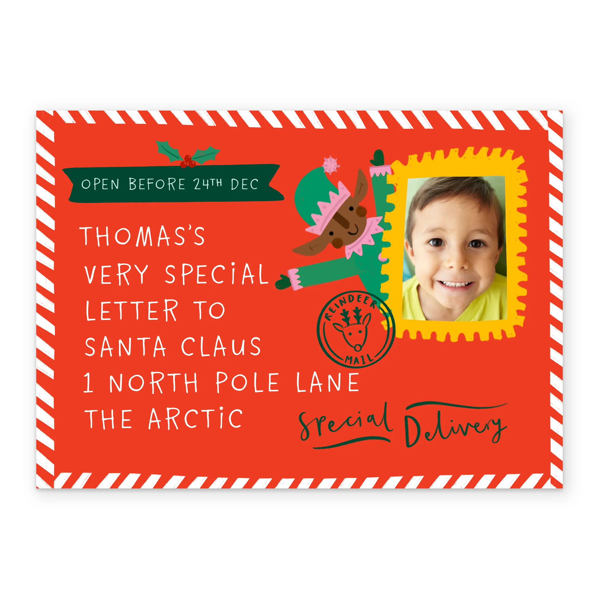 Personalised Editable & Photo Upload Postcard Christmas Card from Kids - Image 2