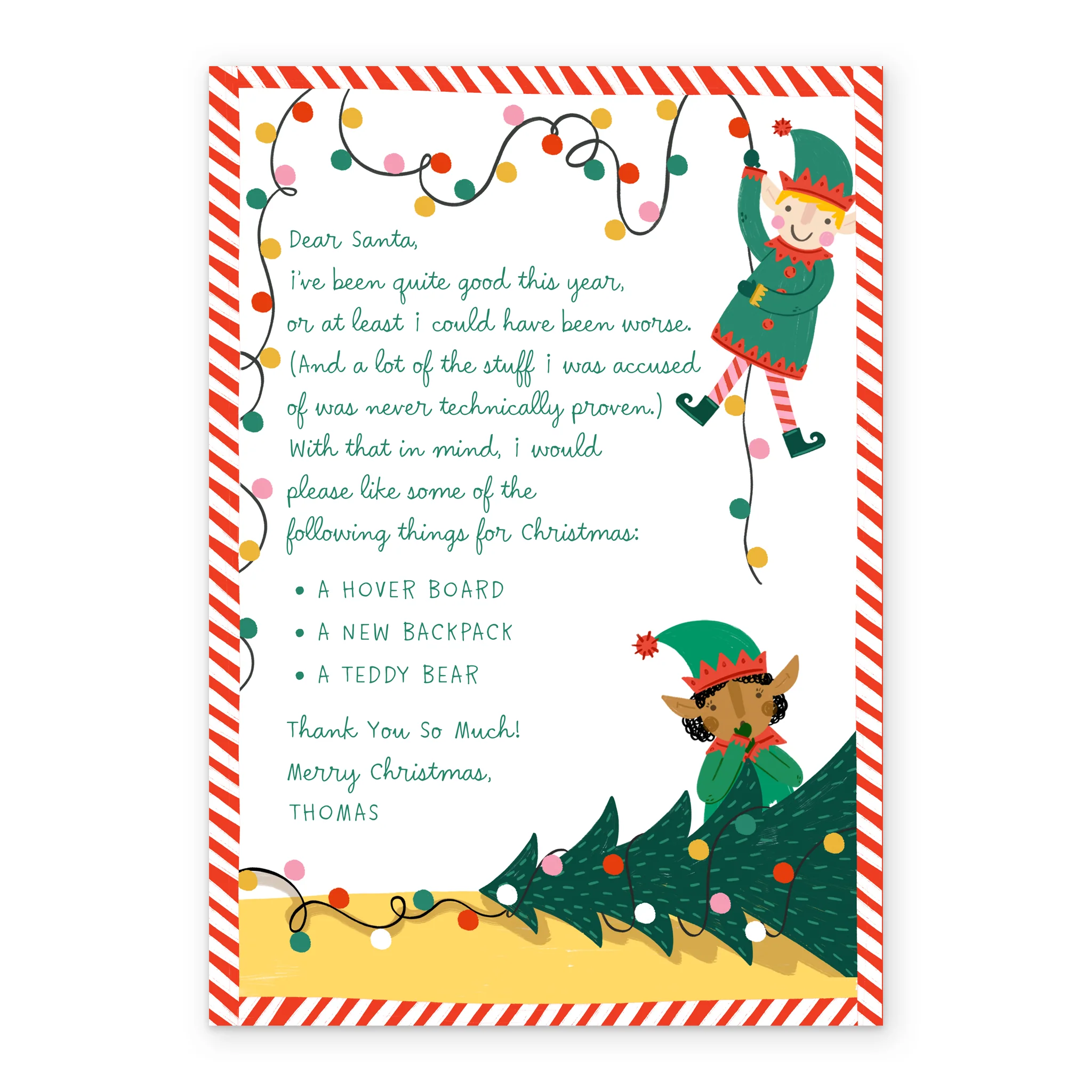 Personalised Editable & Photo Upload Postcard Christmas Card from Kids - Image 3