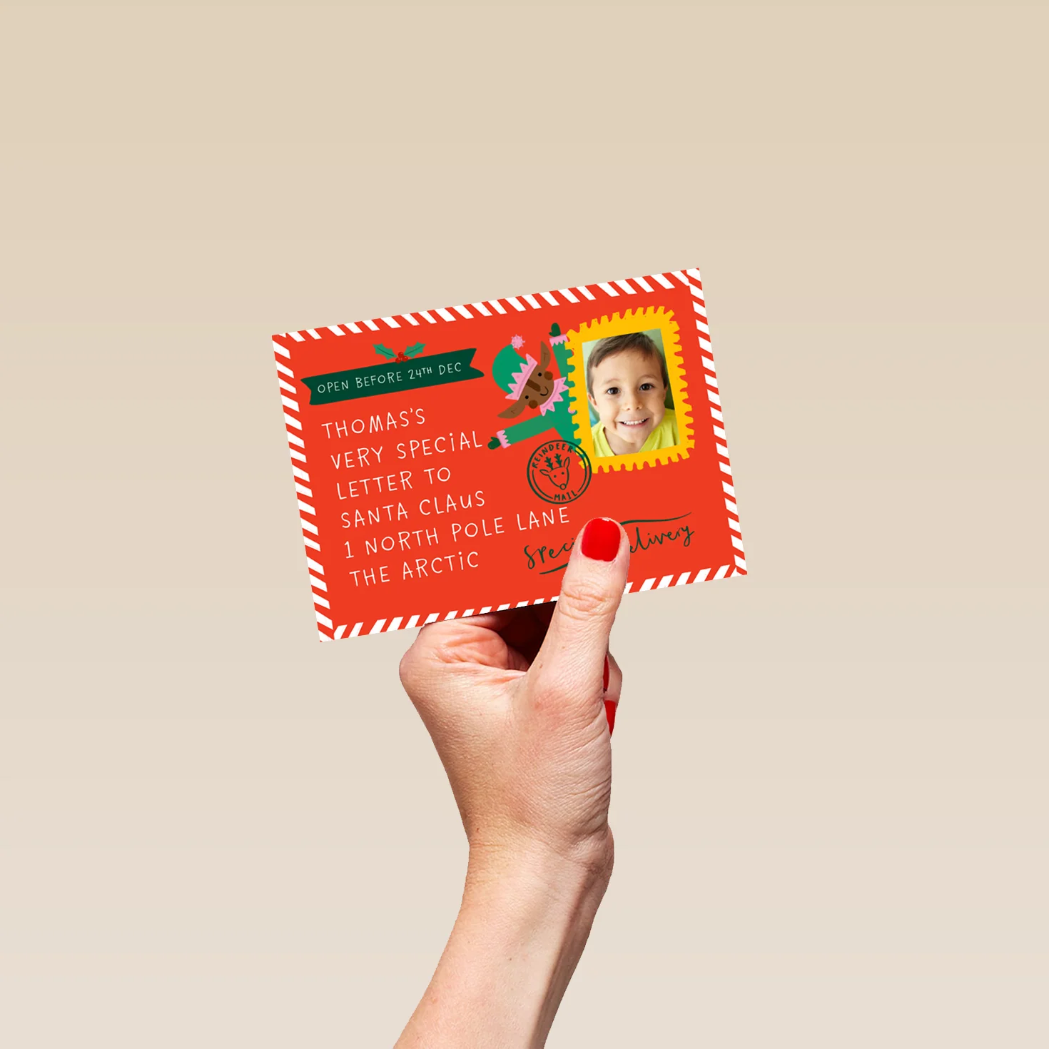 Personalised Editable & Photo Upload Postcard Christmas Card from Kids - Image 4