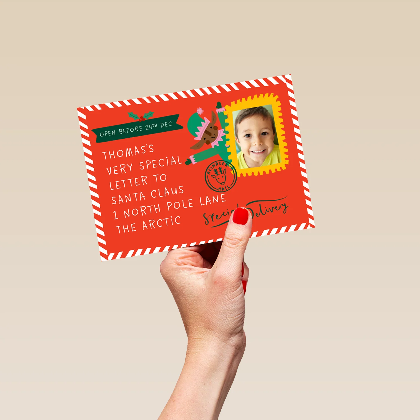 Personalised Editable & Photo Upload Postcard Christmas Card from Kids - Image 5