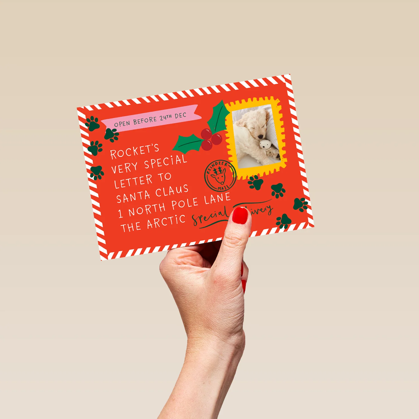 Personalised Editable & Photo Upload Postcard Christmas Card from Pet - Image 5