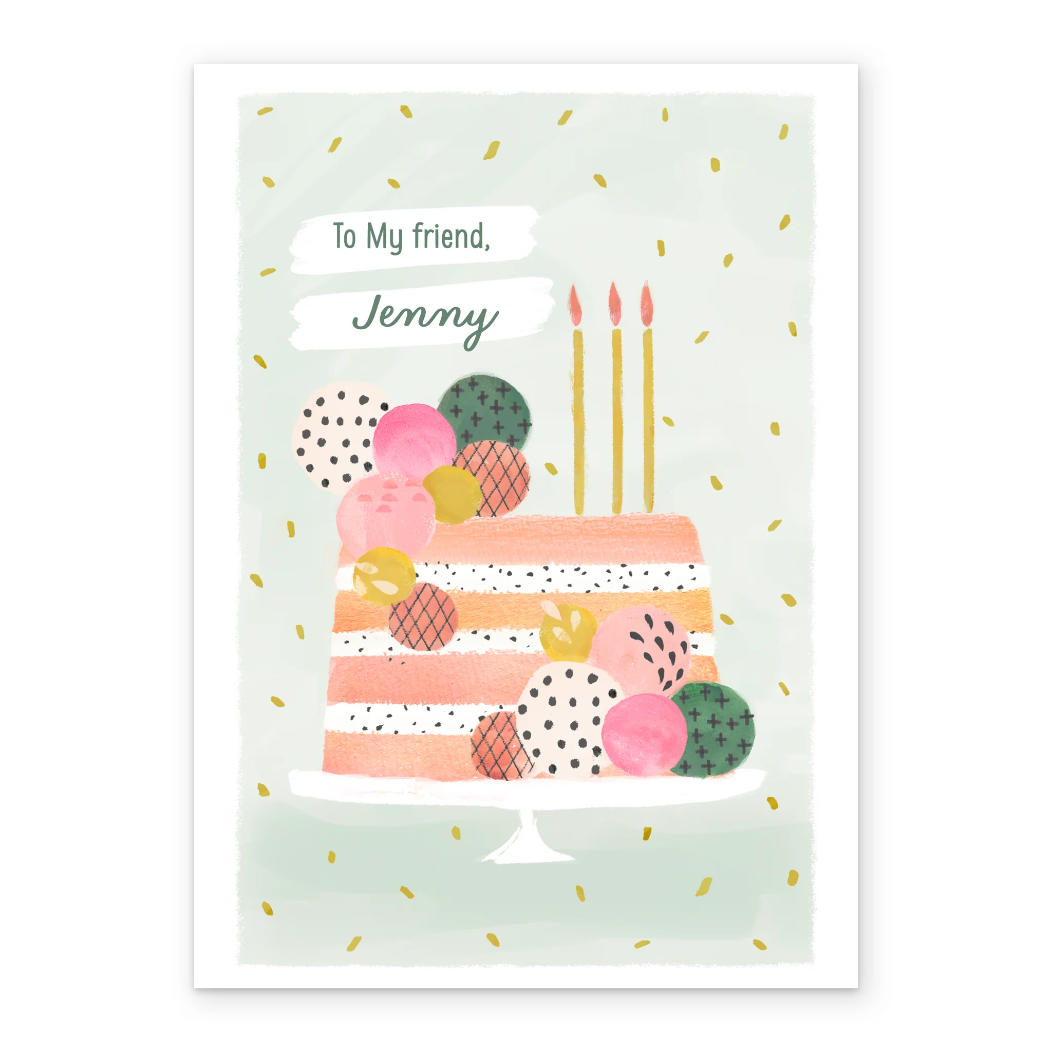 Personalised & Editable Pink Cake Birthday Card - Image 2