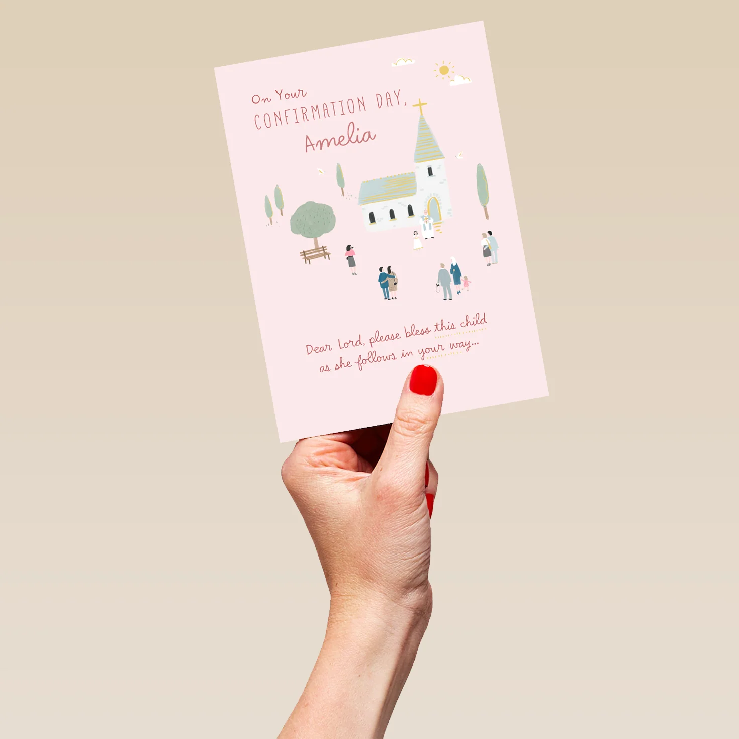 Personalised Editable Pink Church Confirmation Card - Image 5