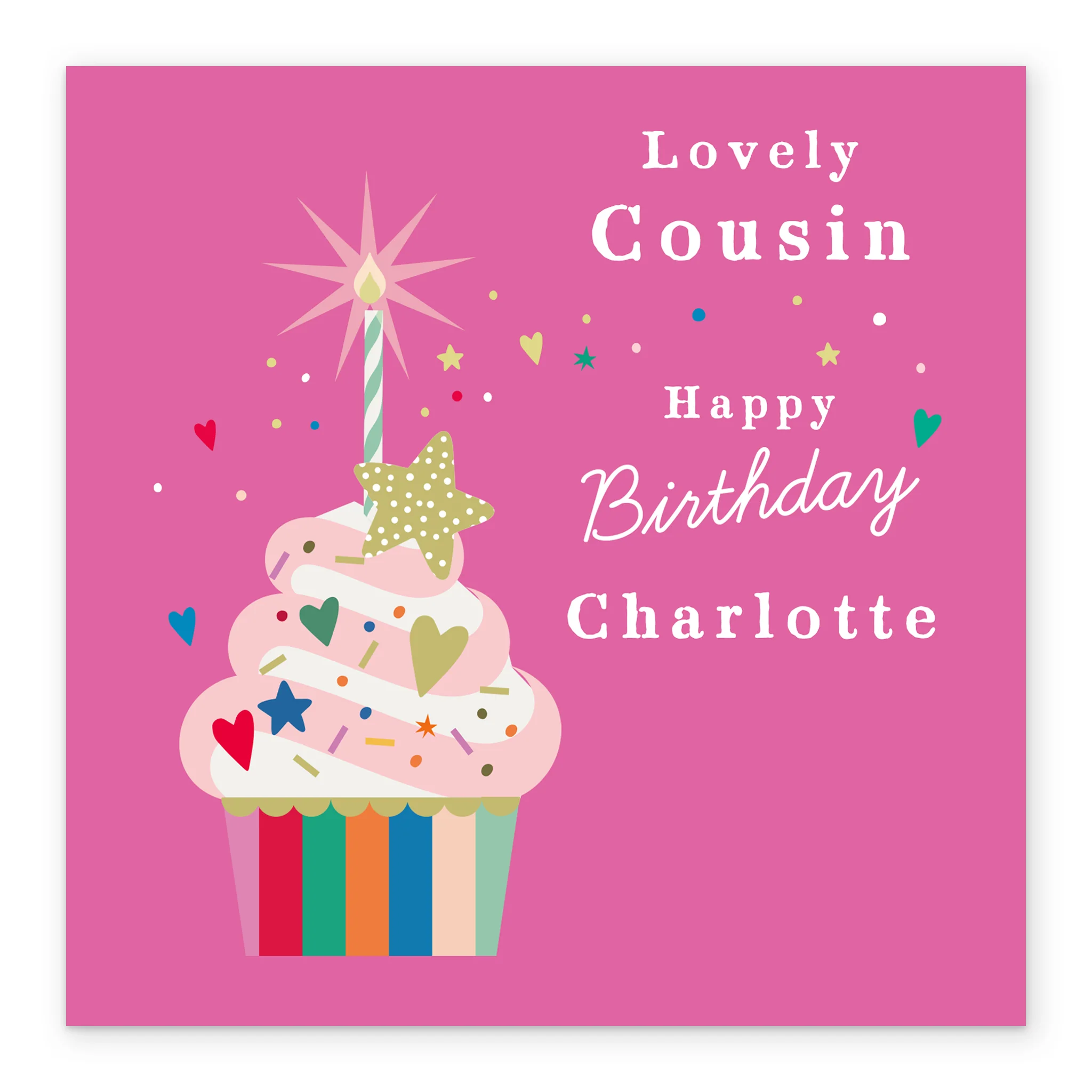 Personalised & Editable Pink Cousin Birthday Card - Image 2