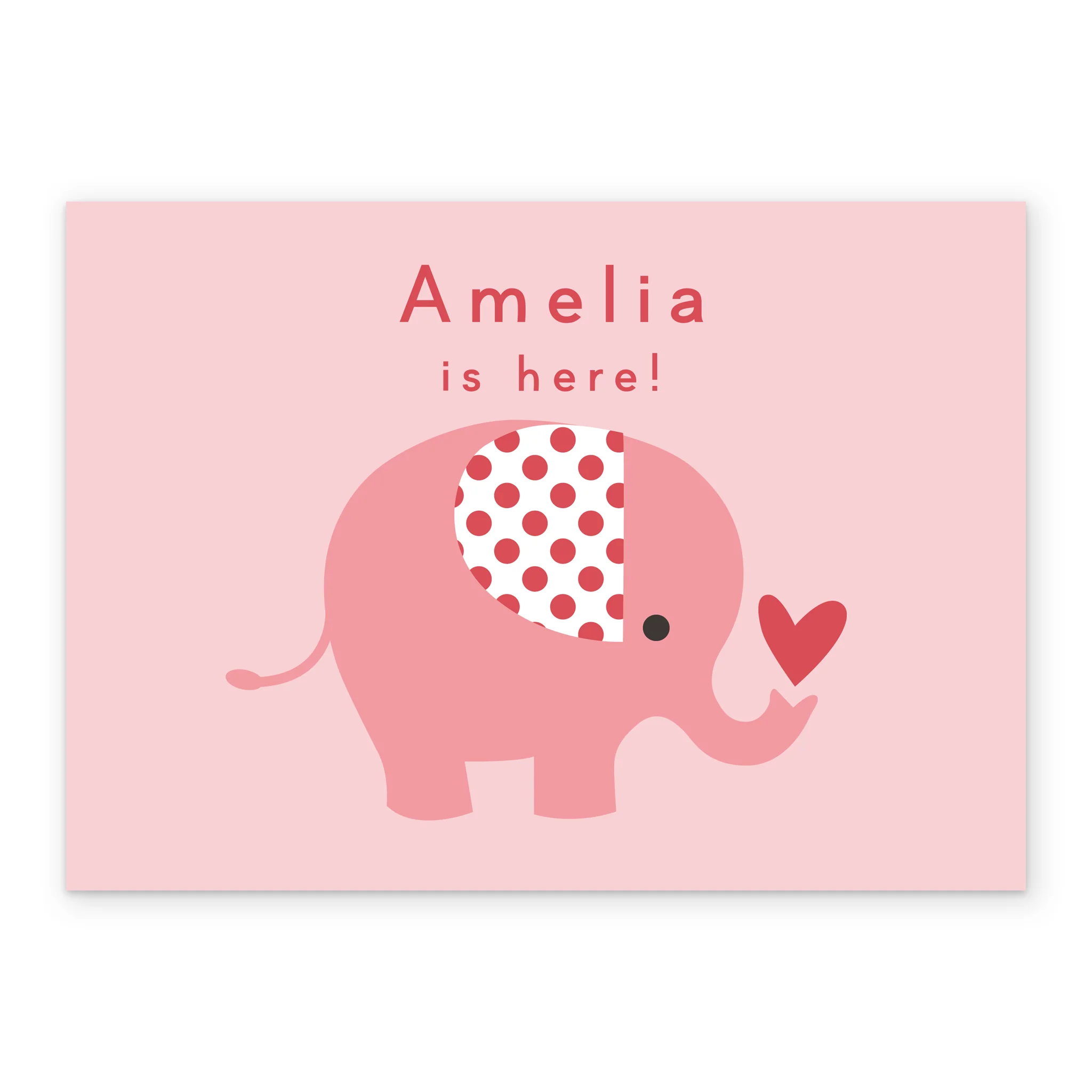 Personalised & Editable Pink Elephant New Baby Girl Card - Image 2
