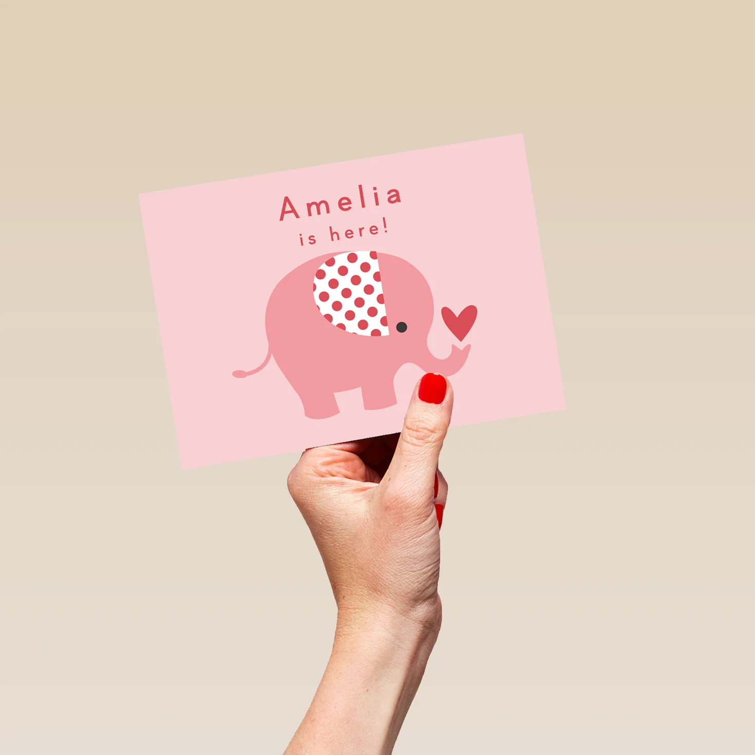 Personalised & Editable Pink Elephant New Baby Girl Card - Image 5