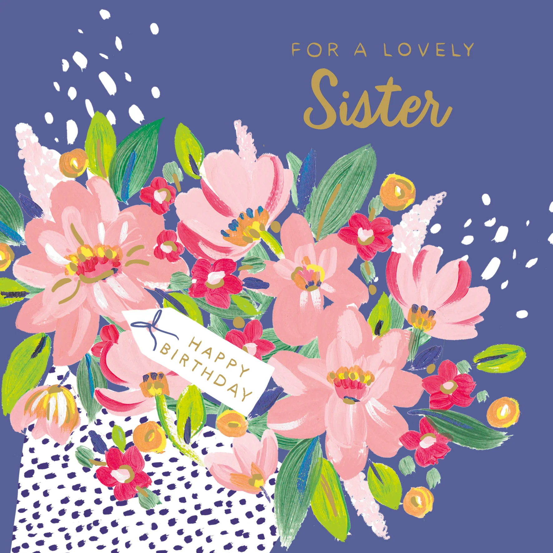 Personalised Editable Pink Florals Birthday Card for Sister