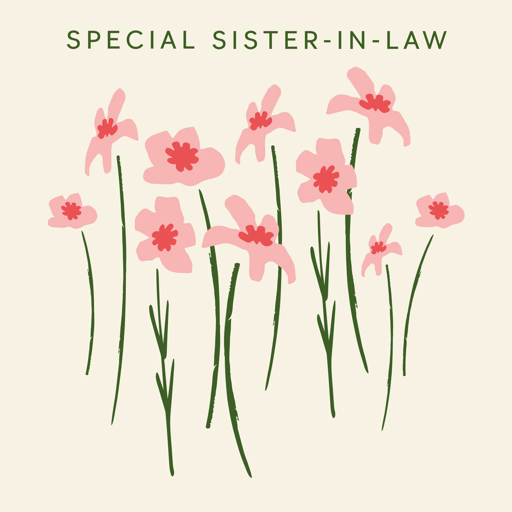 Personalised & Editable Pink Flowers Sister in Law Greeting Card