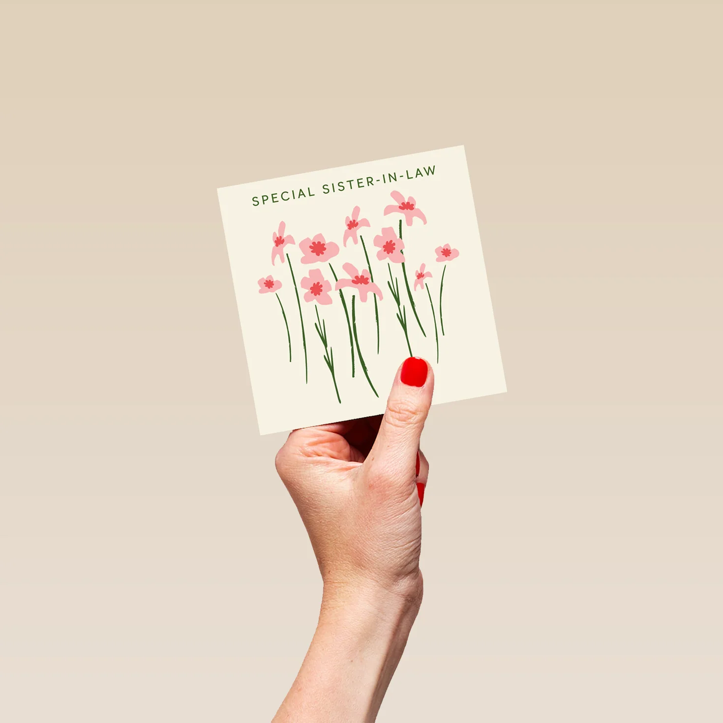 Personalised & Editable Pink Flowers Sister in Law Greeting Card - Image 4