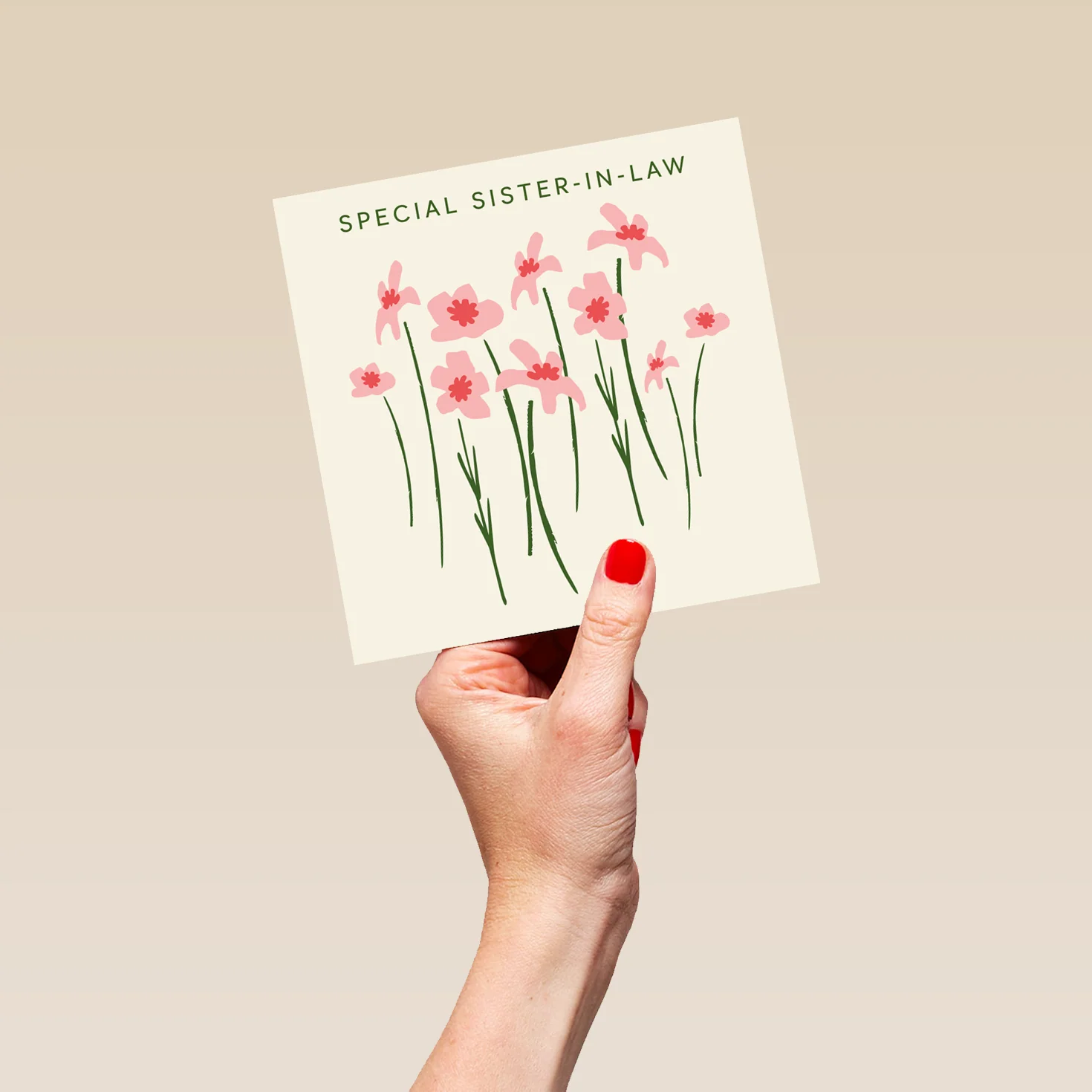 Personalised & Editable Pink Flowers Sister in Law Greeting Card - Image 5