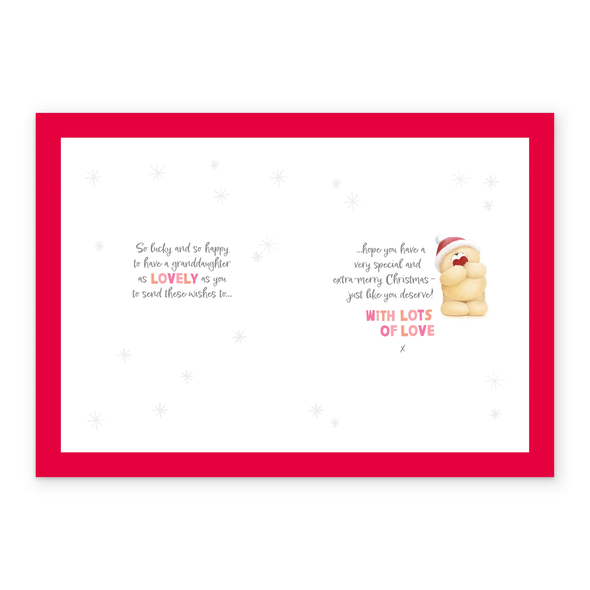 Personalised Editable Pink Forever Friends Bear & Gift Christmas Card for Granddaughter - Image 3