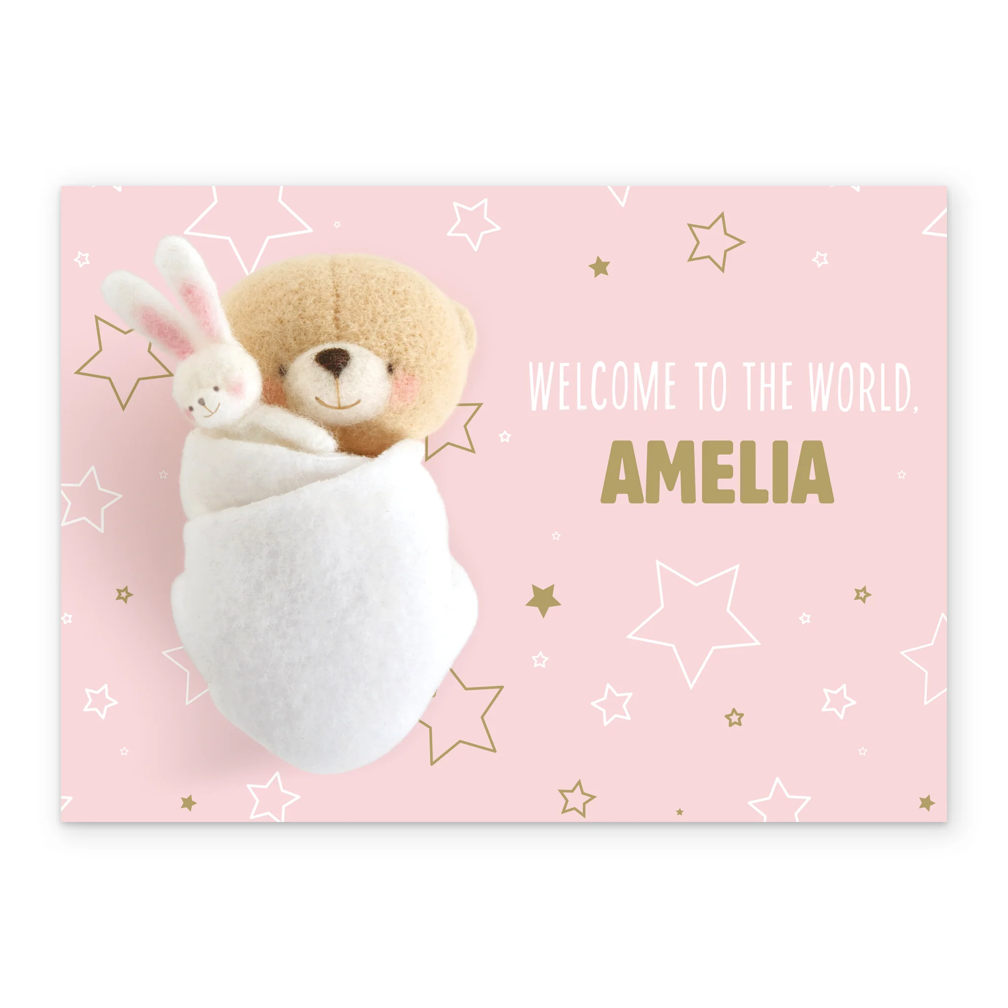 Personalised & Editable Pink Forever Friends New Baby Girl Card - Image 2