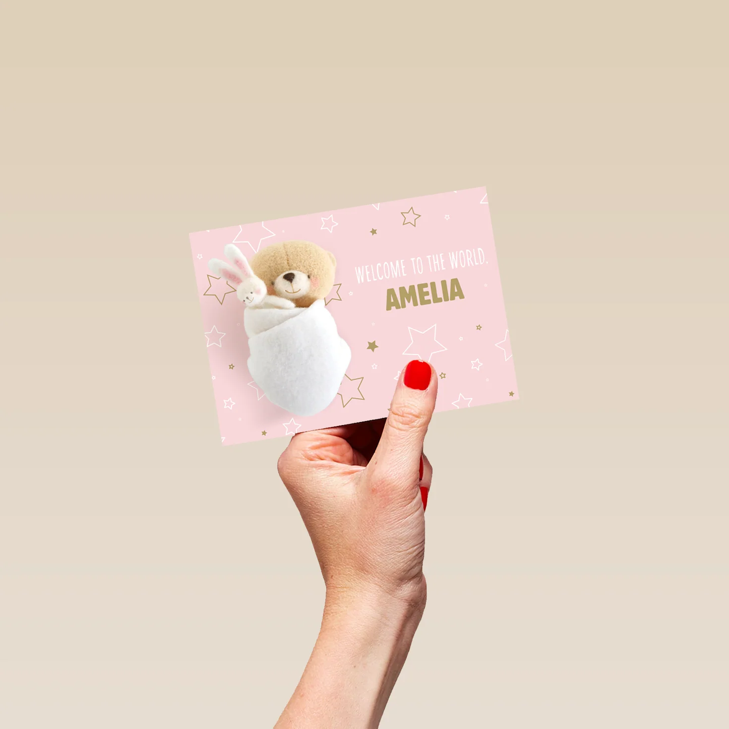 Personalised & Editable Pink Forever Friends New Baby Girl Card - Image 4
