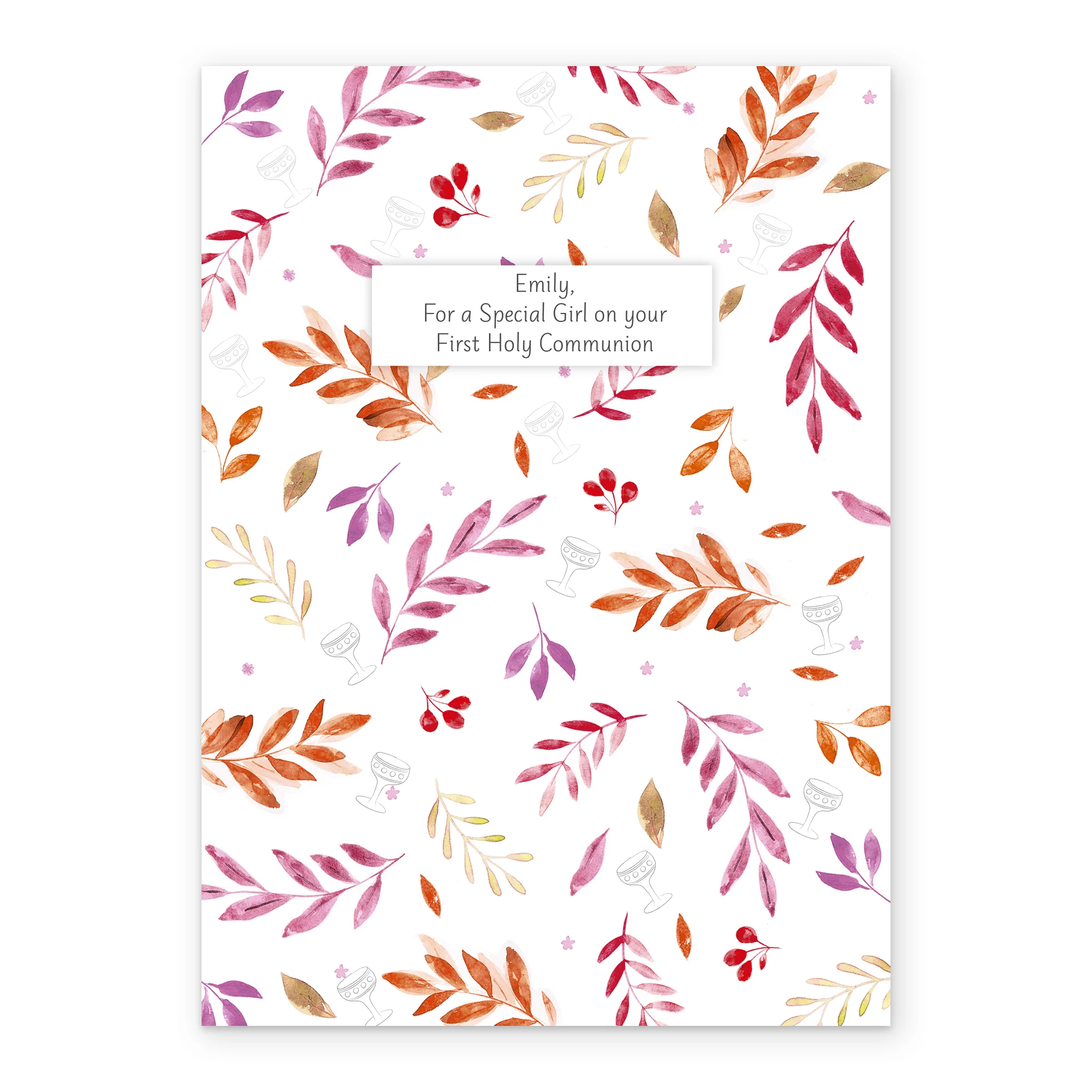 Personalised Editable Pink Greenery First Communion Card - Image 2